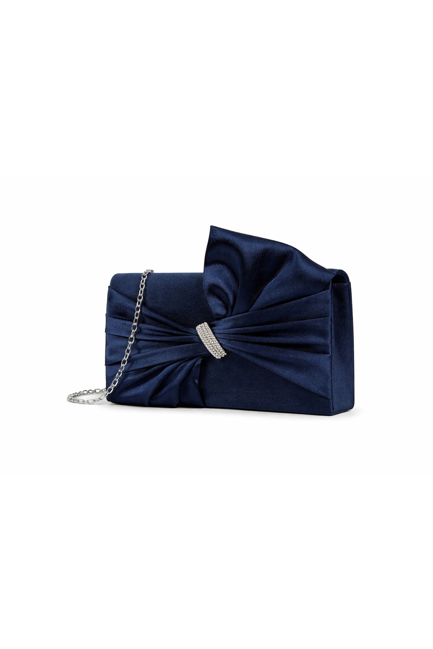 Pleated Knot Accent Clutch Bag with Chain Strap Design