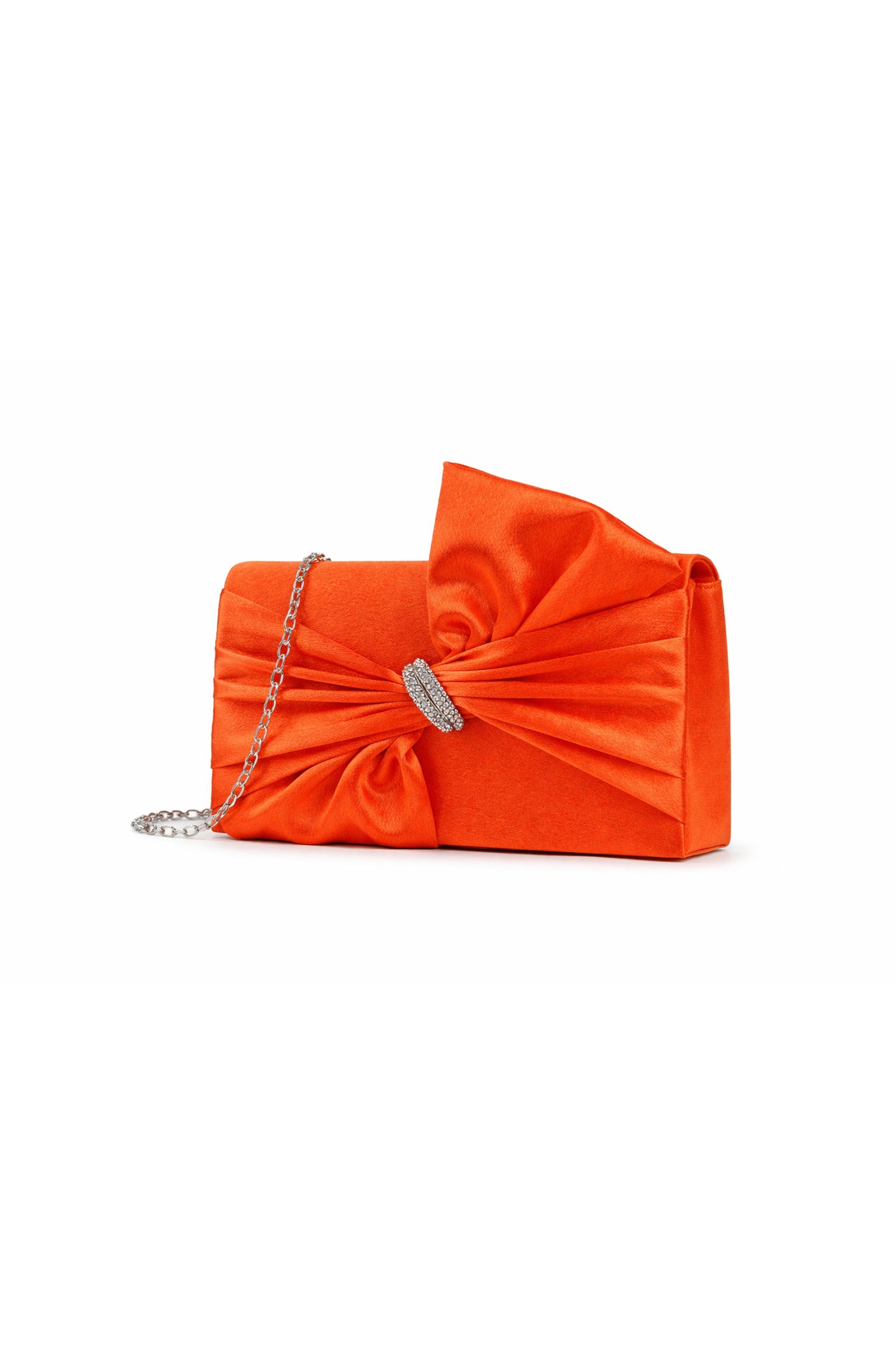 Pleated Knot Accent Clutch Bag with Chain Strap Design