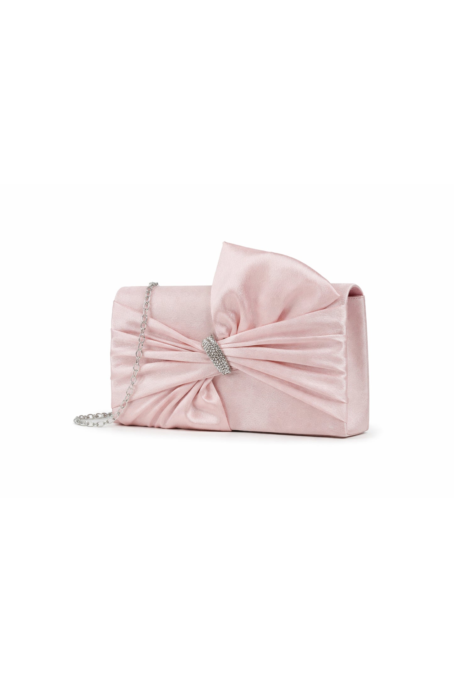 Pleated Knot Accent Clutch Bag with Chain Strap Design