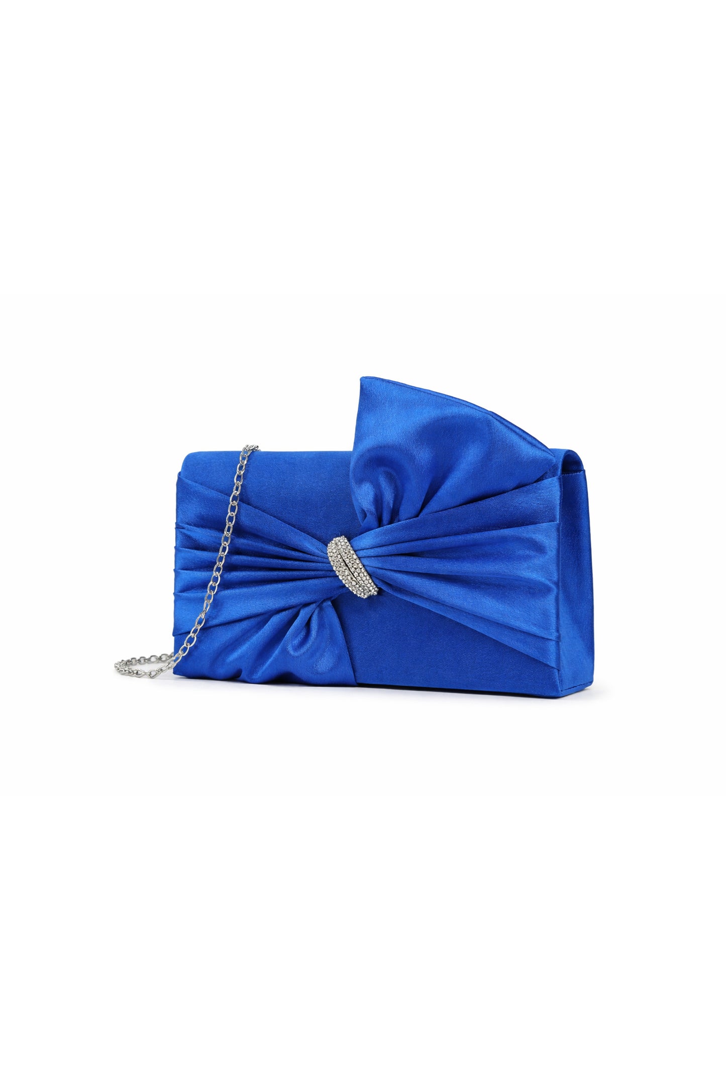 Pleated Knot Accent Clutch Bag with Chain Strap Design