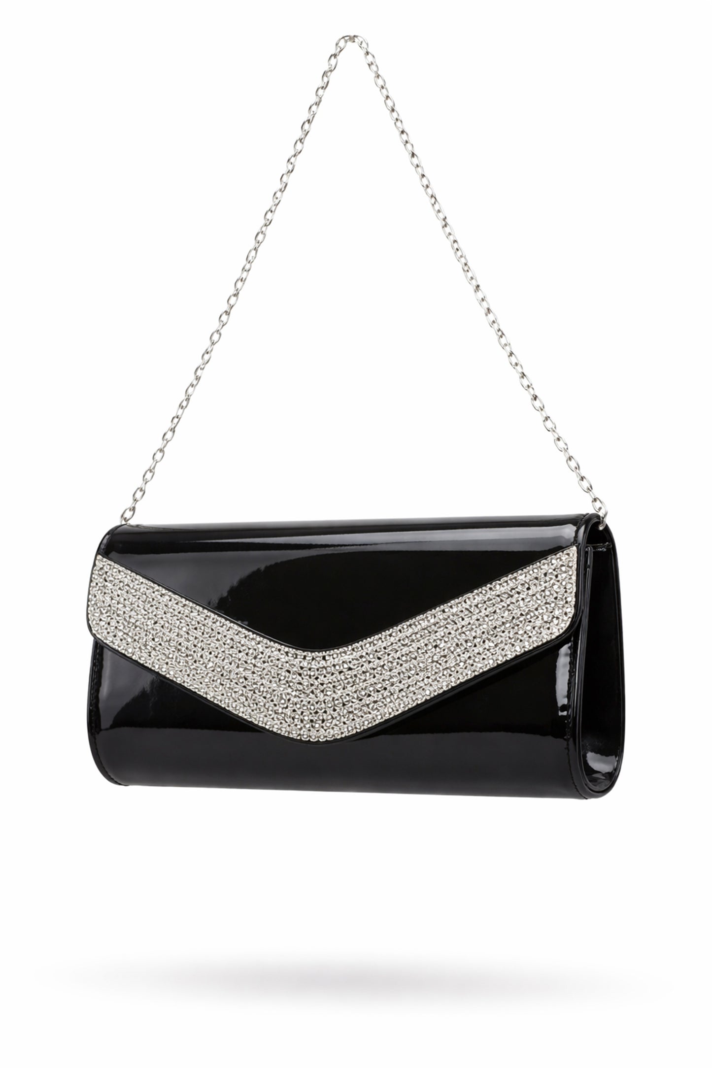 Rhinestone Envelope Clutch Bag with Flap and Chain Strap