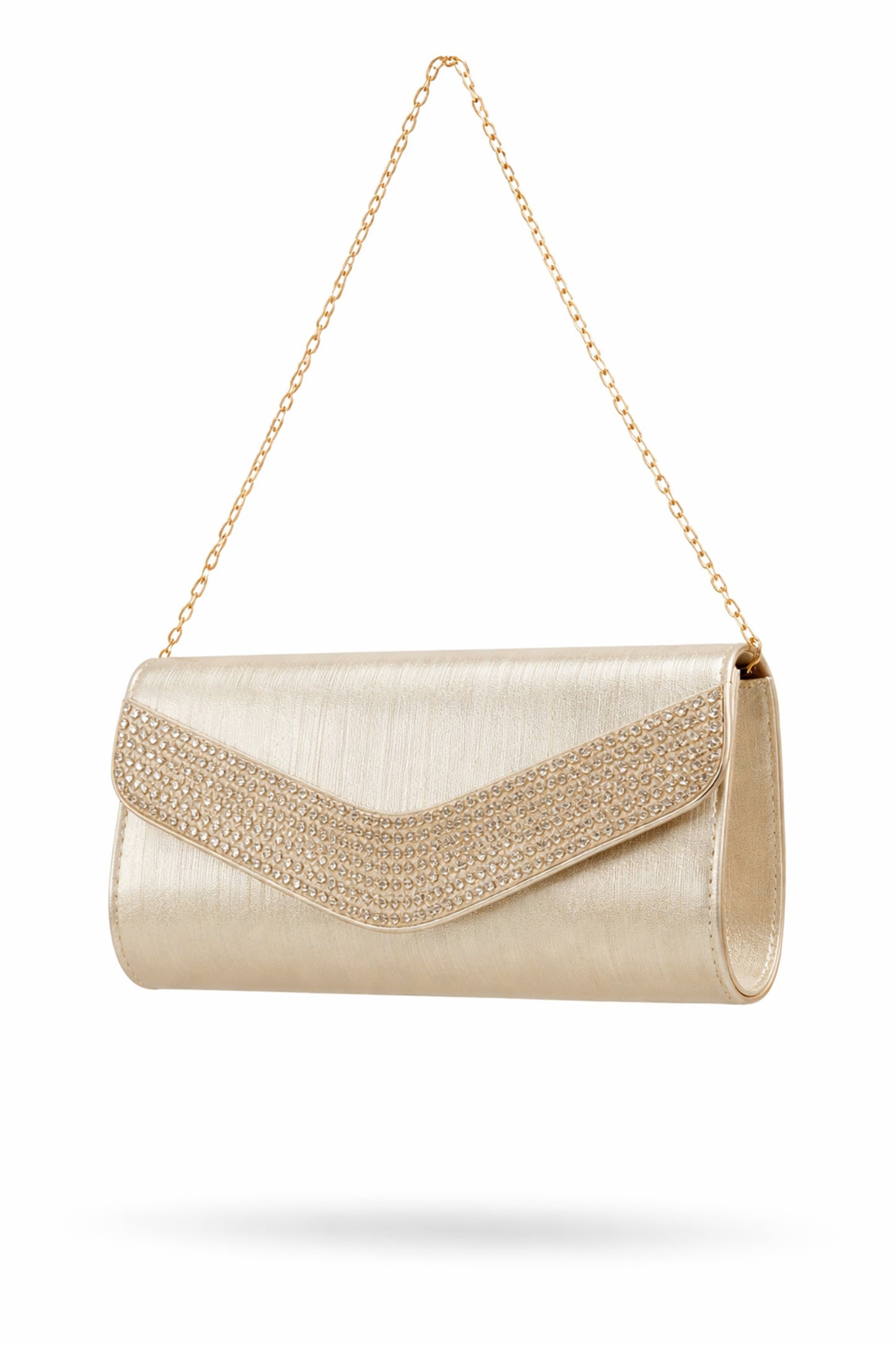 Rhinestone Envelope Clutch Bag with Flap and Chain Strap