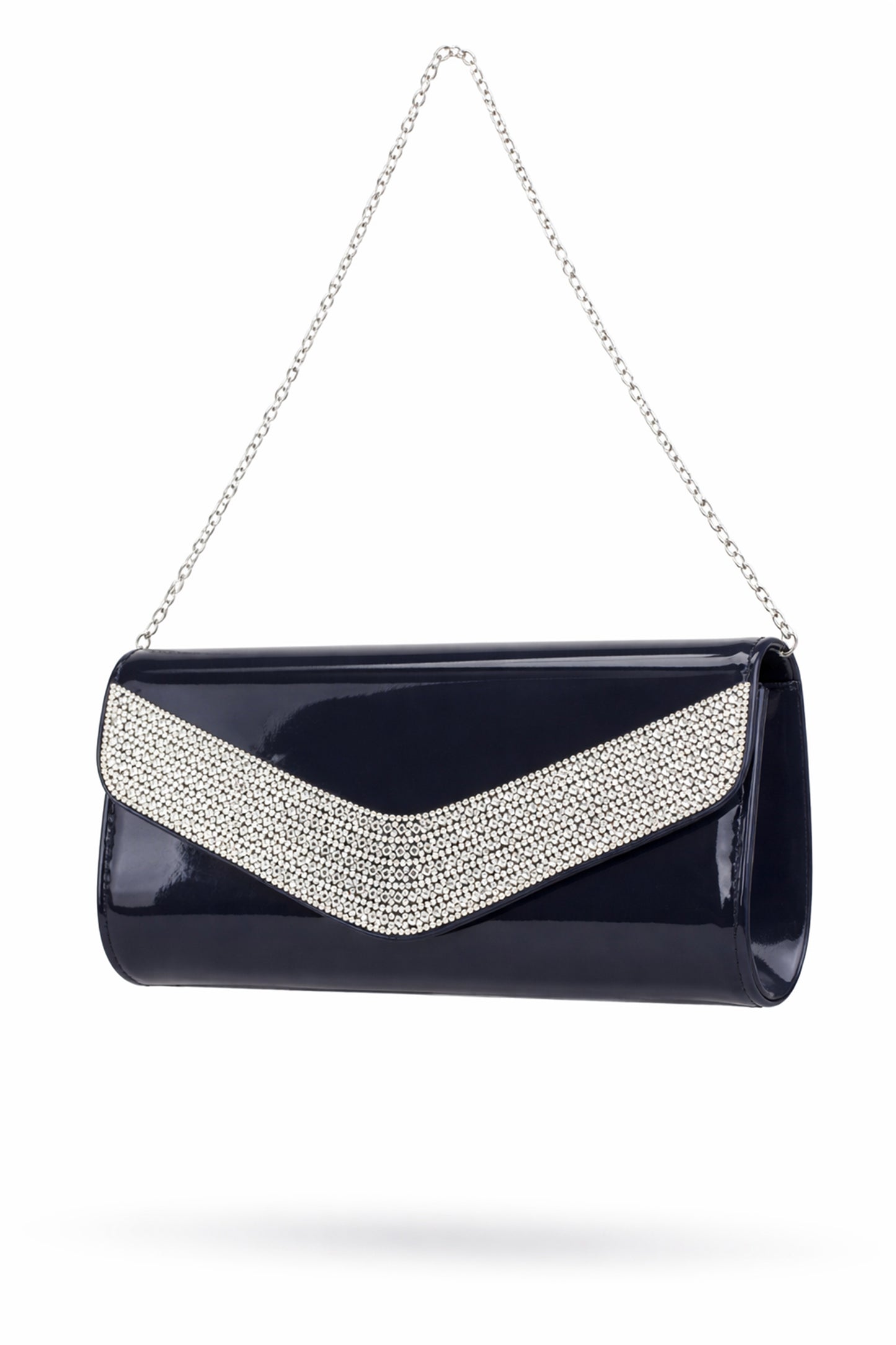 Rhinestone Envelope Clutch Bag with Flap and Chain Strap
