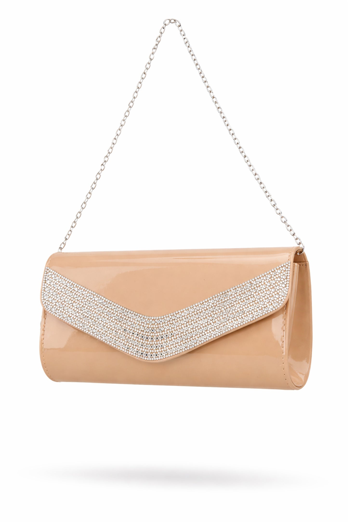 Rhinestone Envelope Clutch Bag with Flap and Chain Strap