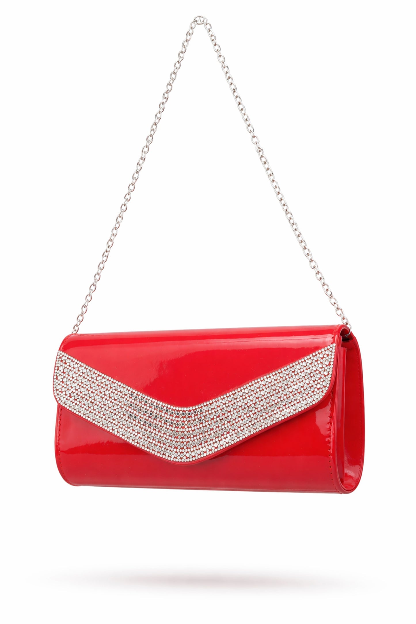 Rhinestone Envelope Clutch Bag with Flap and Chain Strap