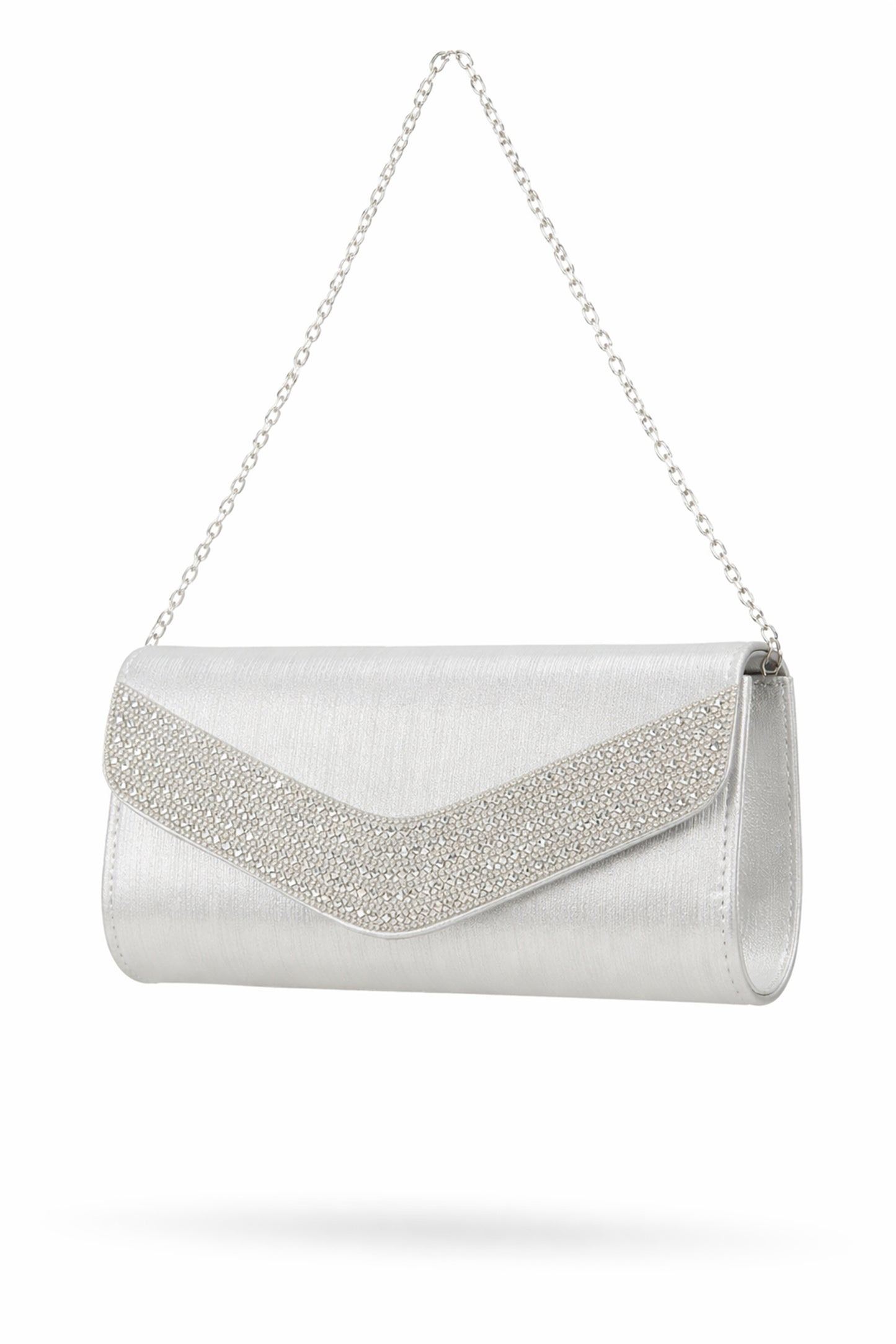 Rhinestone Envelope Clutch Bag with Flap and Chain Strap
