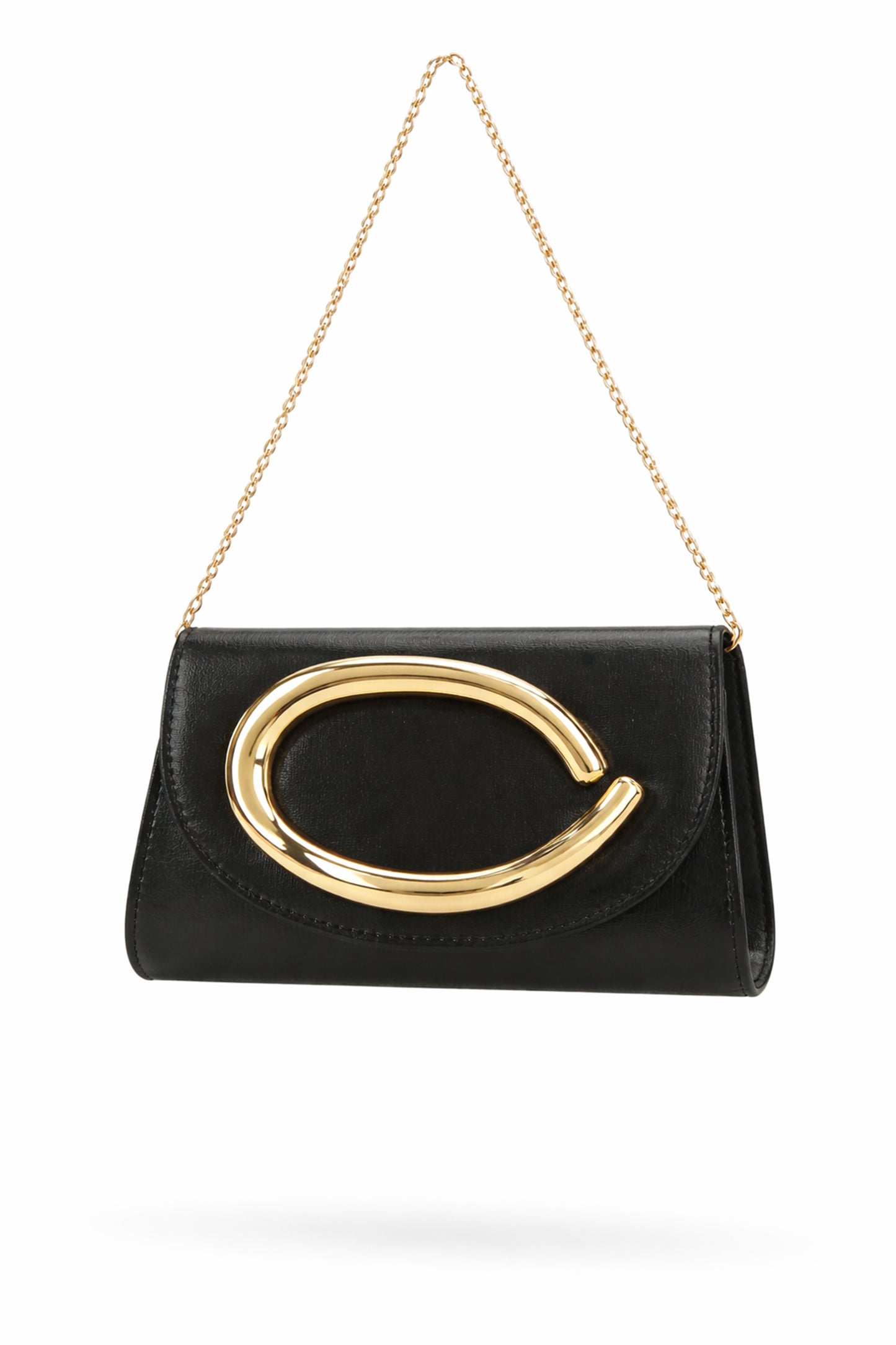 Elegant Flap Clutch Bag with Metal Accent and Chain Strap