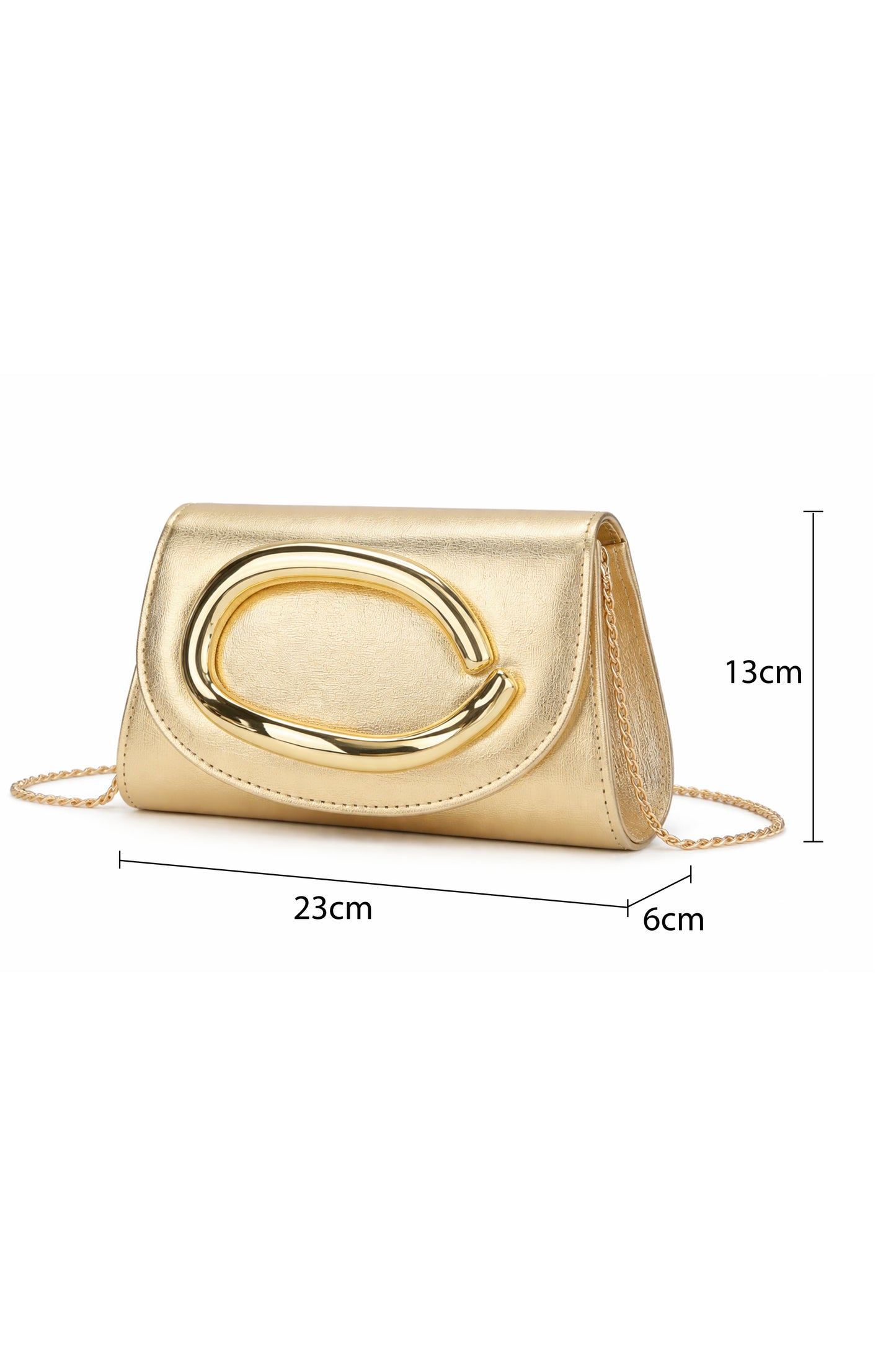 Elegant Flap Clutch Bag with Metal Accent and Chain Strap