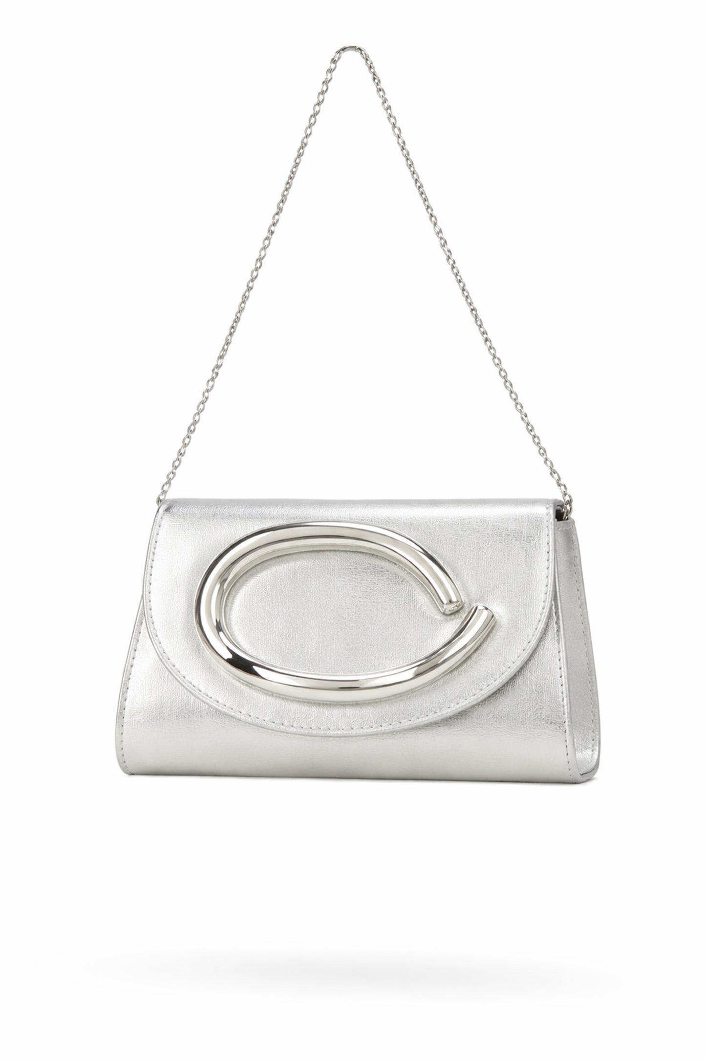 Elegant Flap Clutch Bag with Metal Accent and Chain Strap