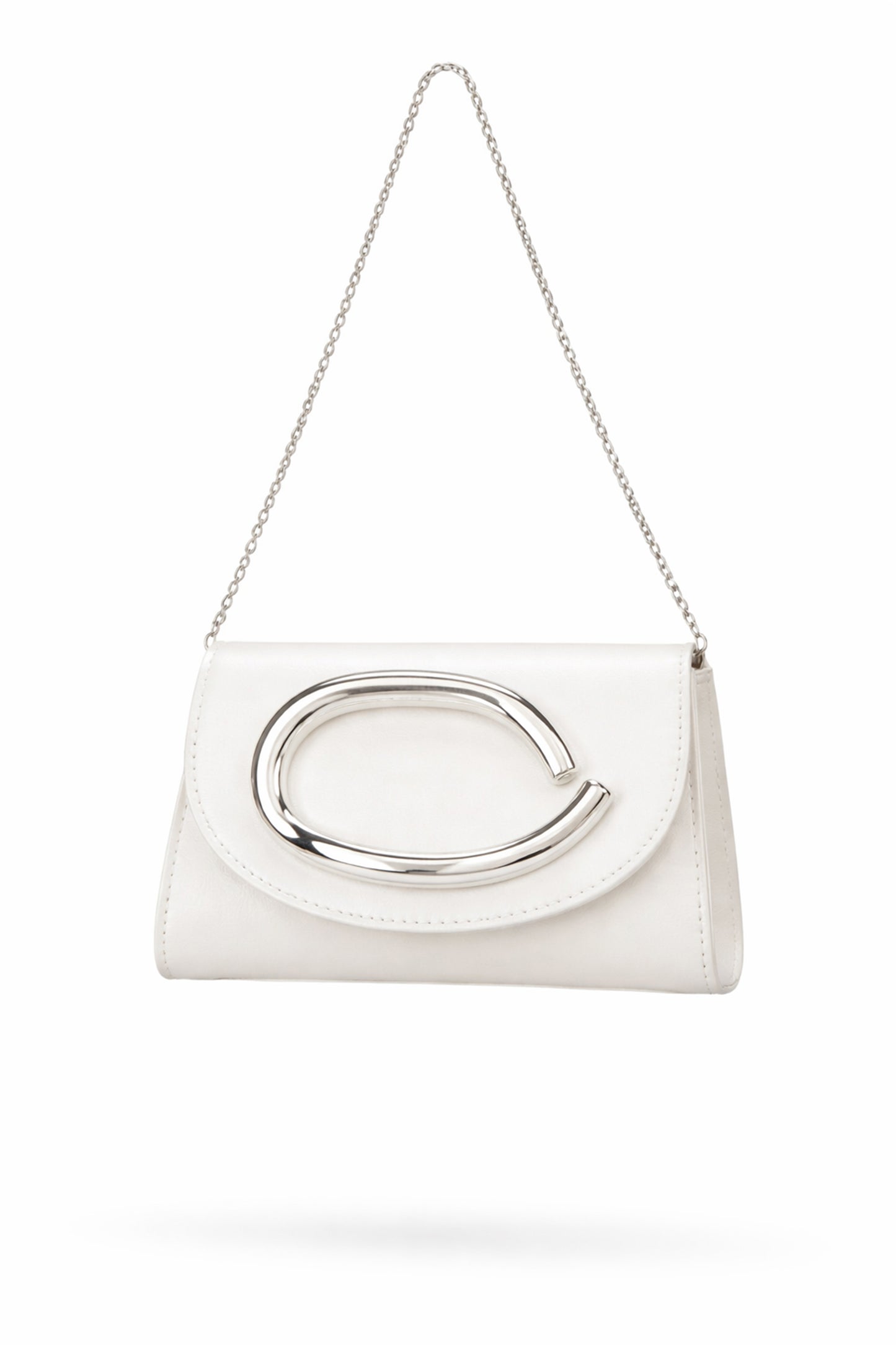 Elegant Flap Clutch Bag with Metal Accent and Chain Strap