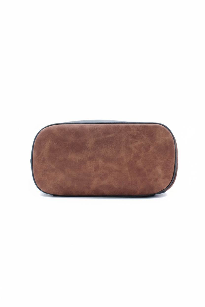 Convertible Dual-Tone Shoulder Bag Backpack with Zip Pockets