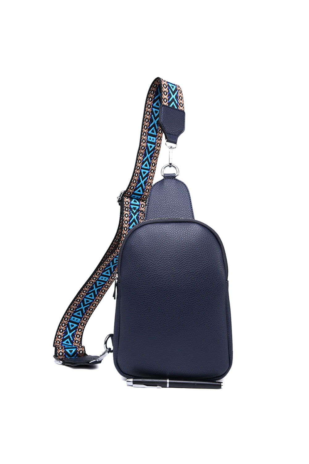 Stylish Sling Bag with Double Zipper Compartments & Wide Pattern Strap