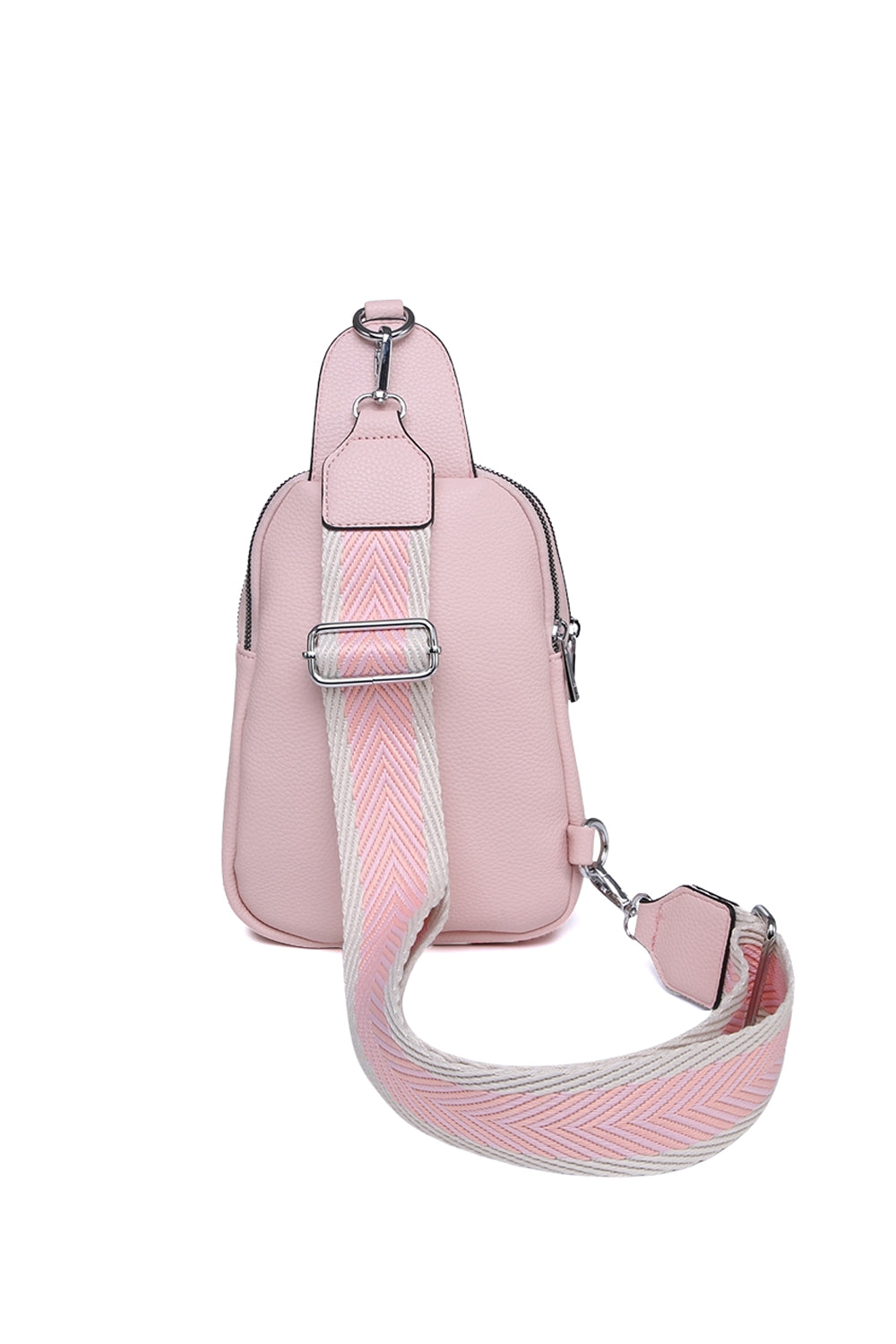 Stylish Sling Bag with Double Zipper Compartments & Wide Pattern Strap