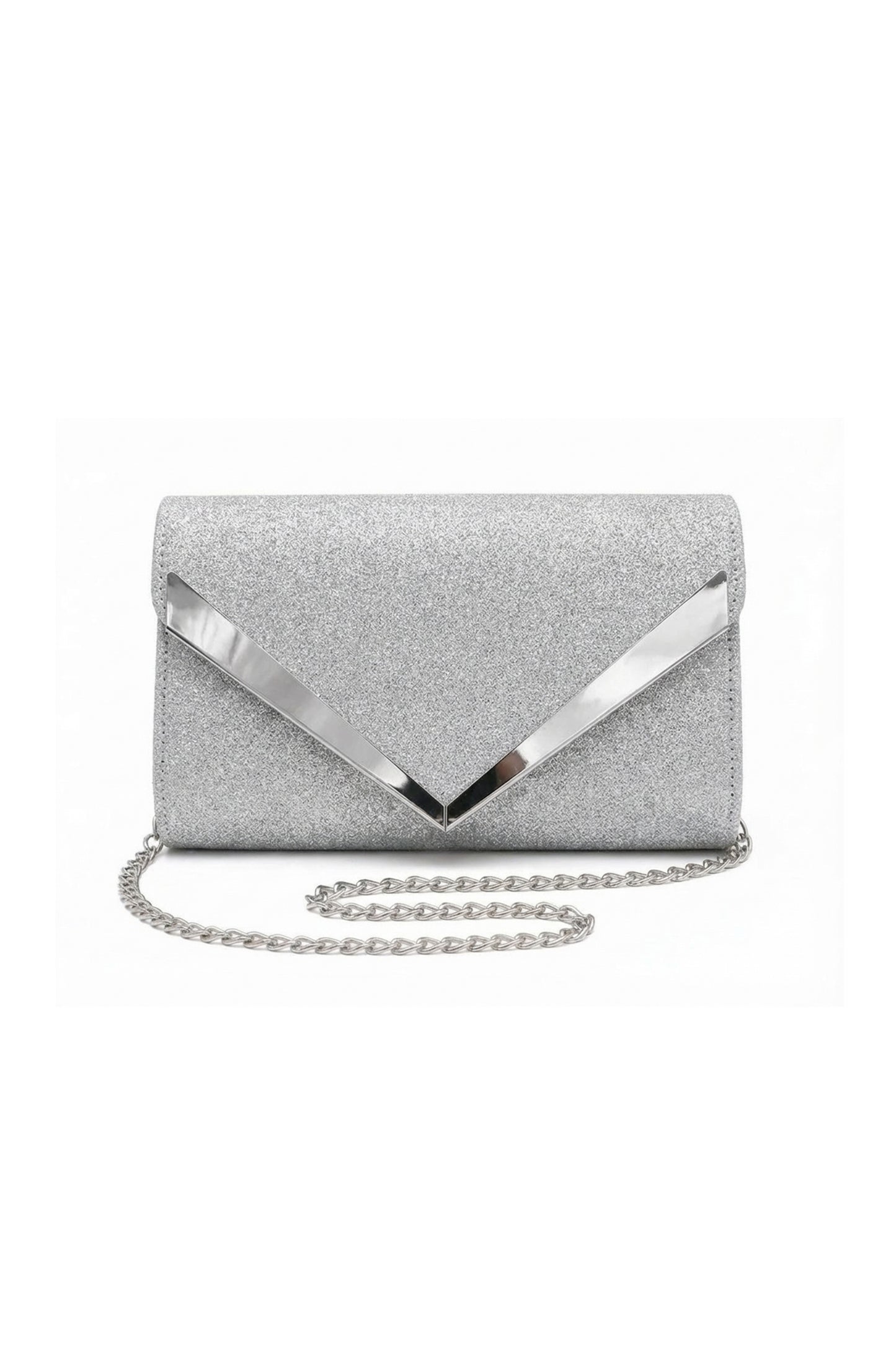 Glitter Envelope Evening Clutch Bag with Chain Strap