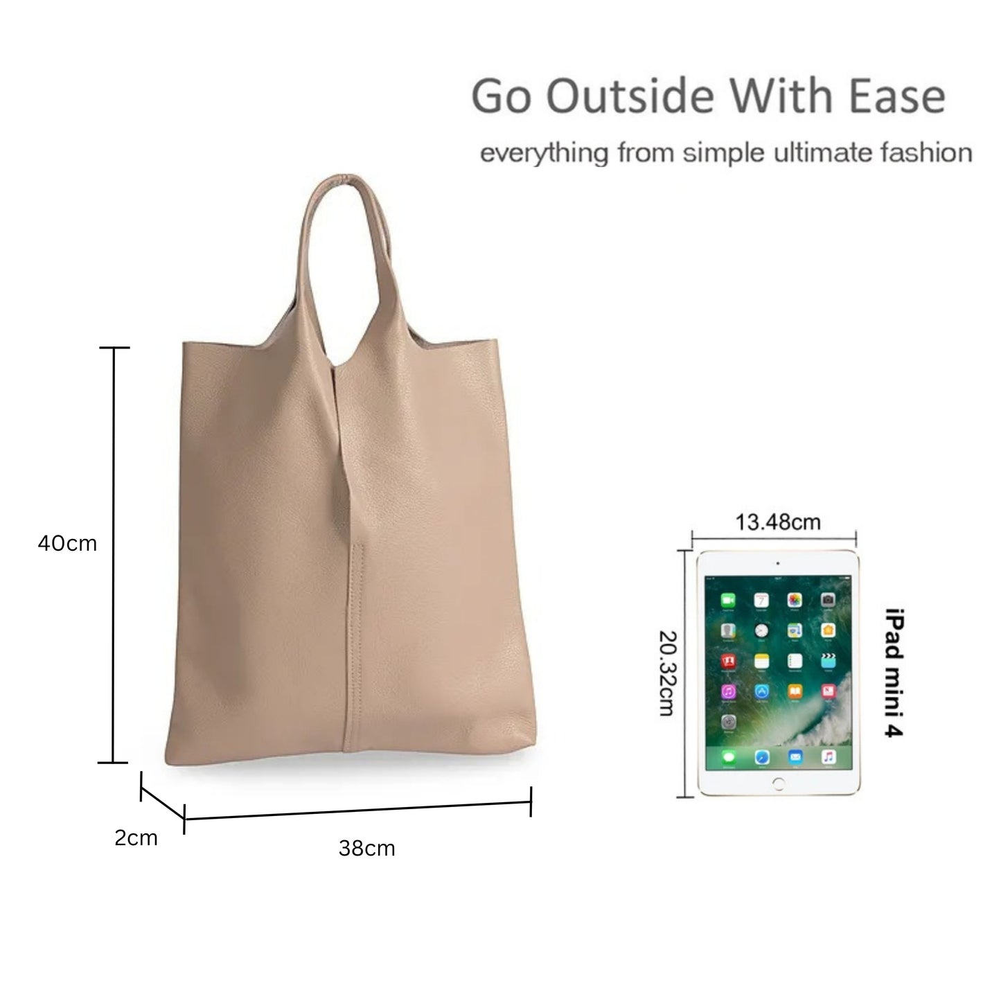 Italian Genuine Leather Minimalist Tote Shoulder Bag
