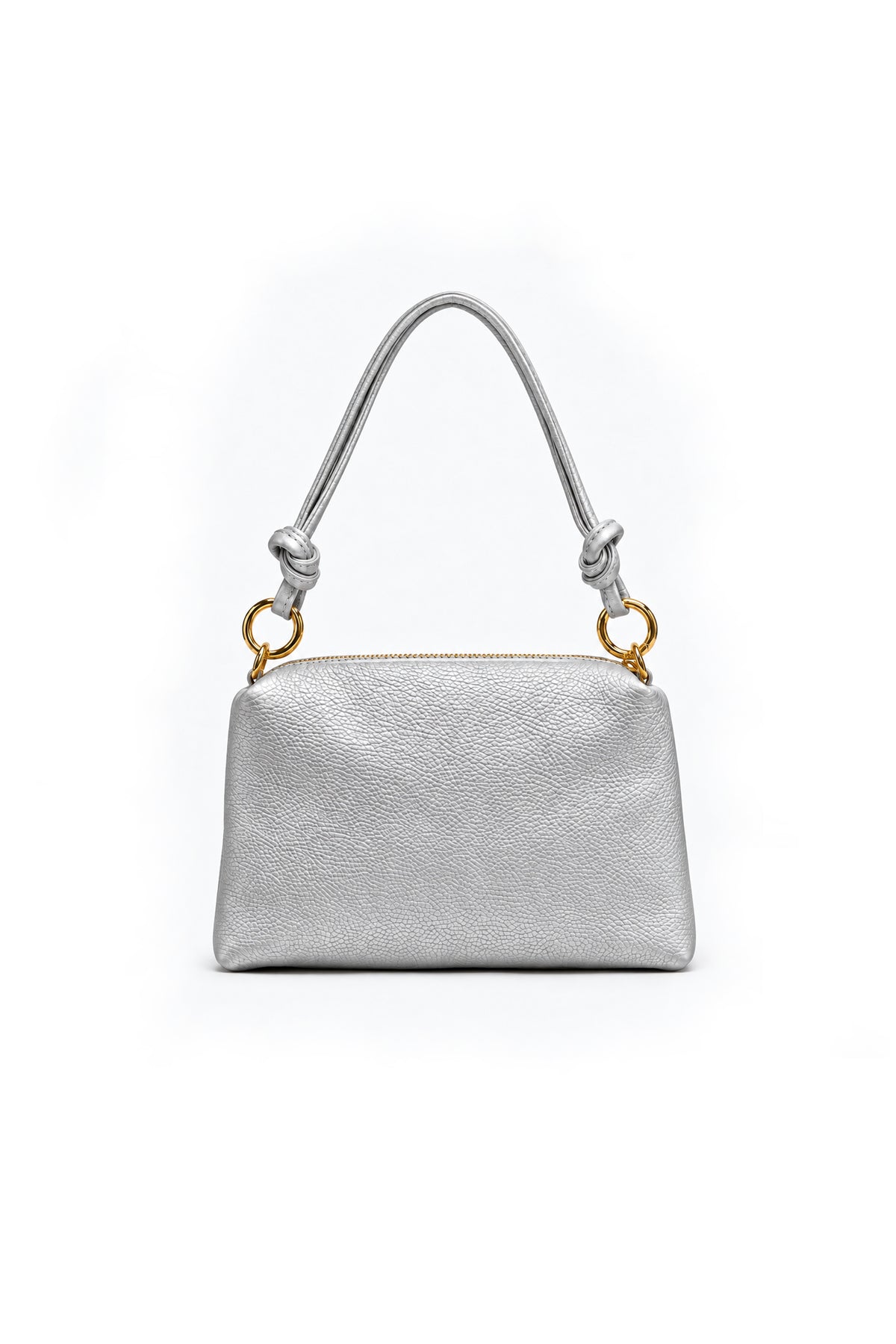 Genuine Italian Leather Shoulder Bag with Knotted Handle