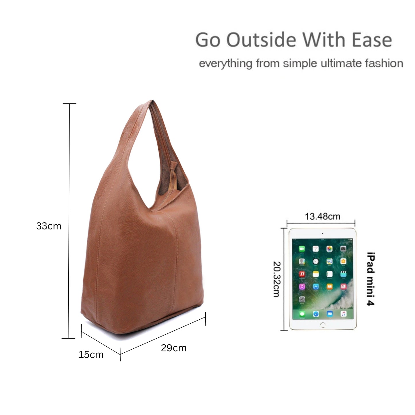 Genuine Italian Leather Minimalist Shoulder Tote Bag with Spacious Design