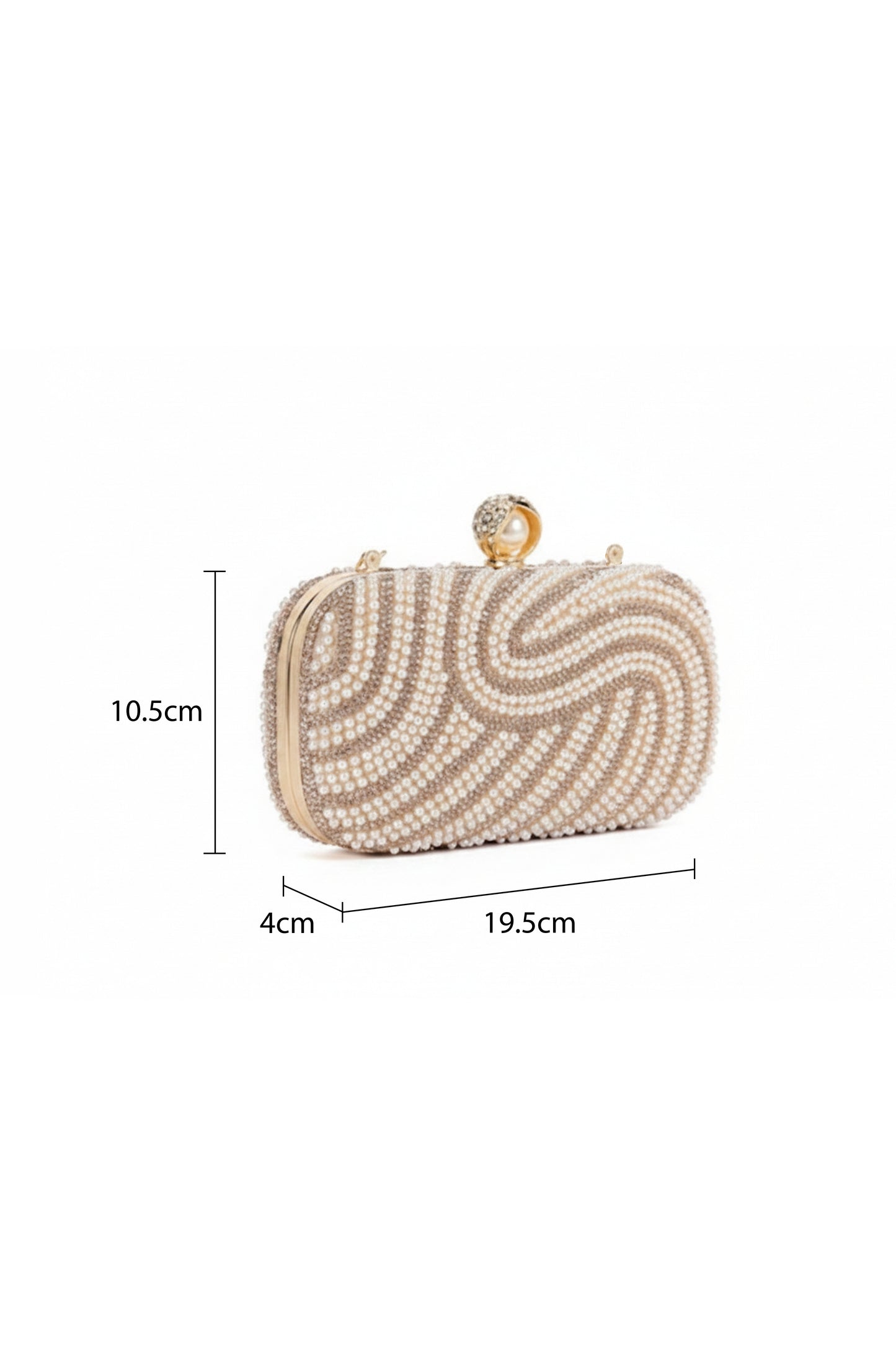 Pearl Beaded Clutch Bag with Swirl Design and Clasp Closure
