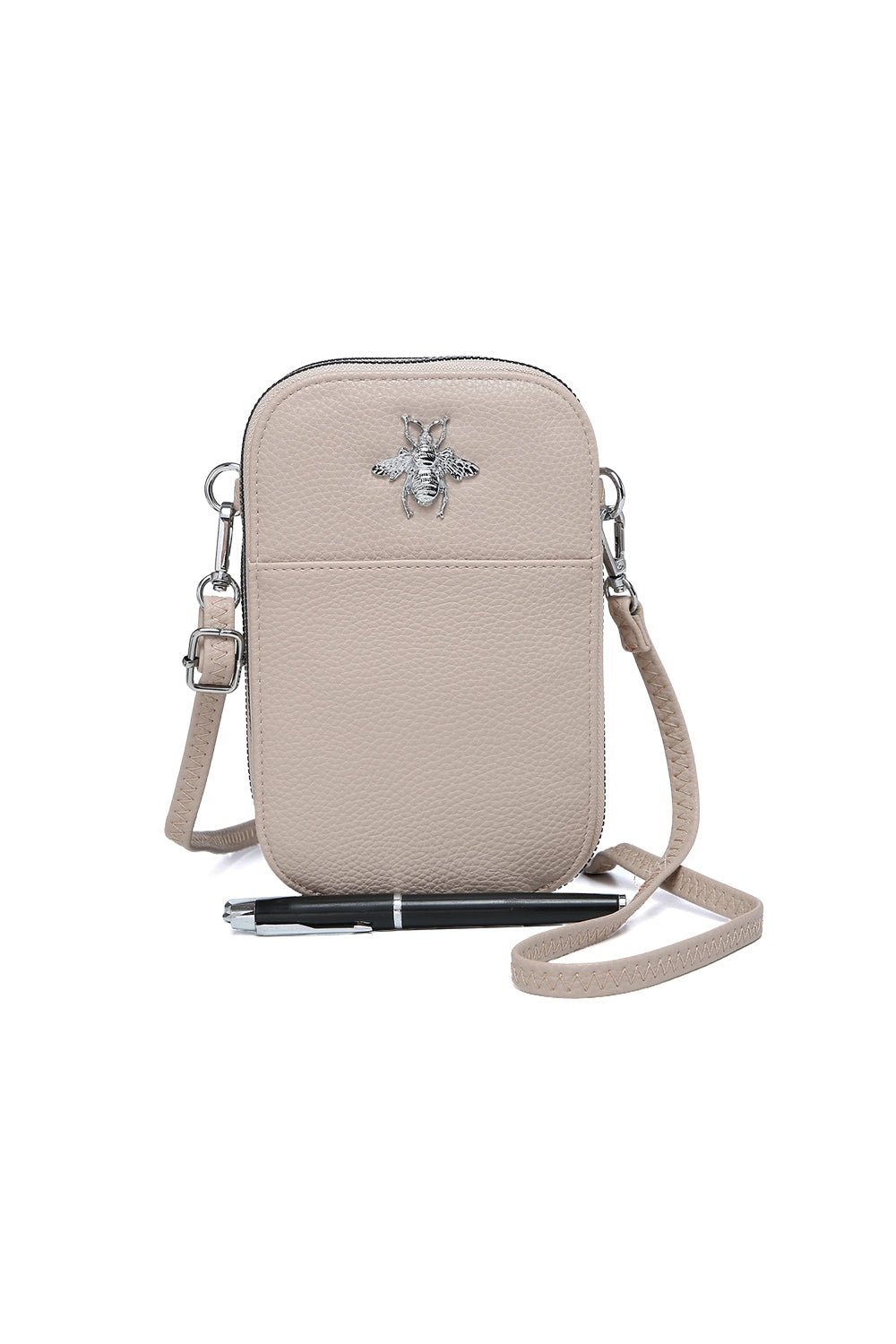 Compact Crossbody Bag with Bee Design and Card Slots