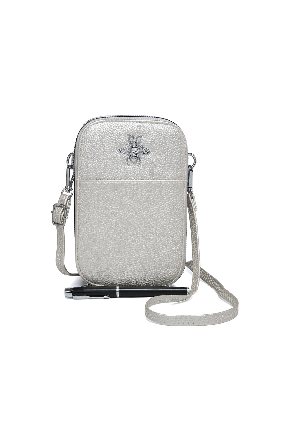 Compact Crossbody Bag with Bee Design and Card Slots