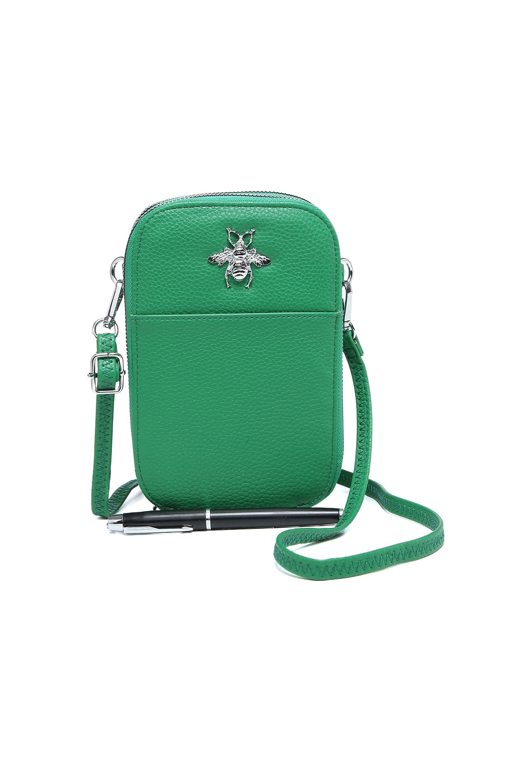 Compact Crossbody Bag with Bee Design and Card Slots