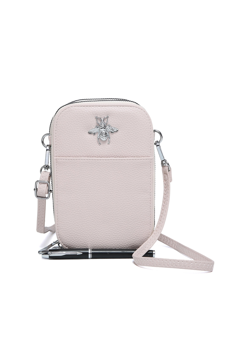 Compact Crossbody Bag with Bee Design and Card Slots