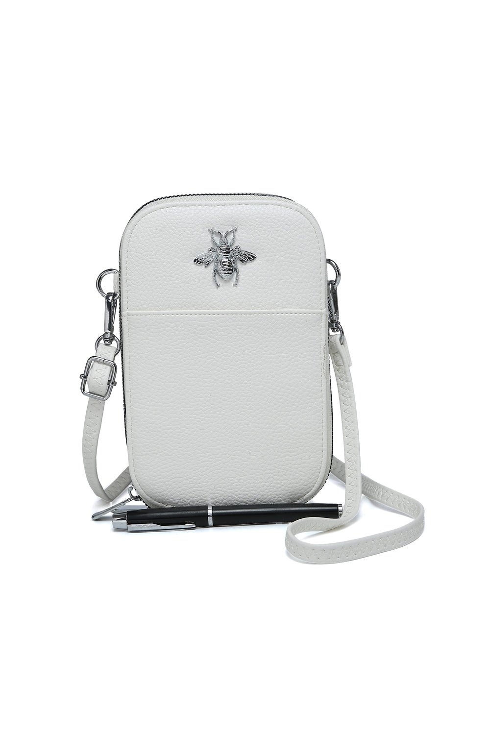 Compact Crossbody Bag with Bee Design and Card Slots