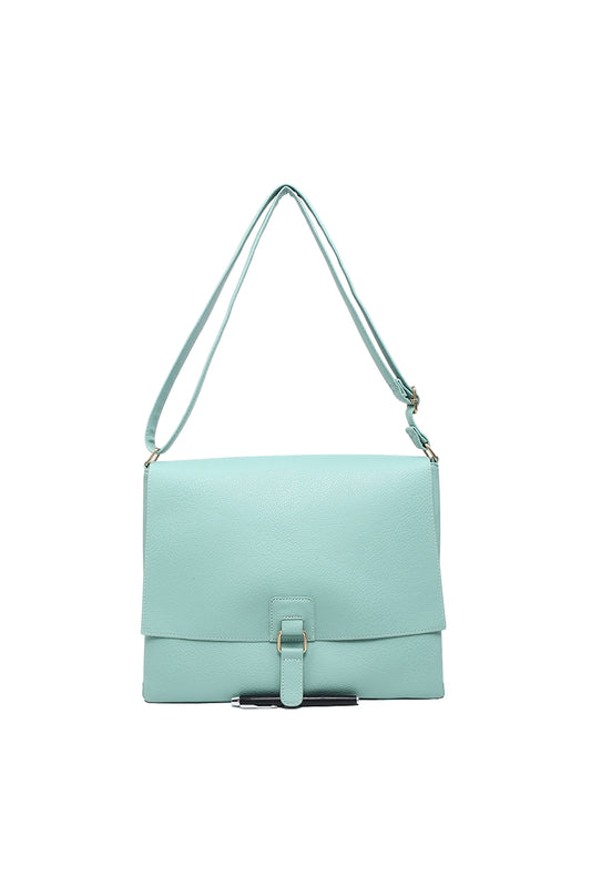 Structured Buckle Crossbody Bag with Adjustable Strap