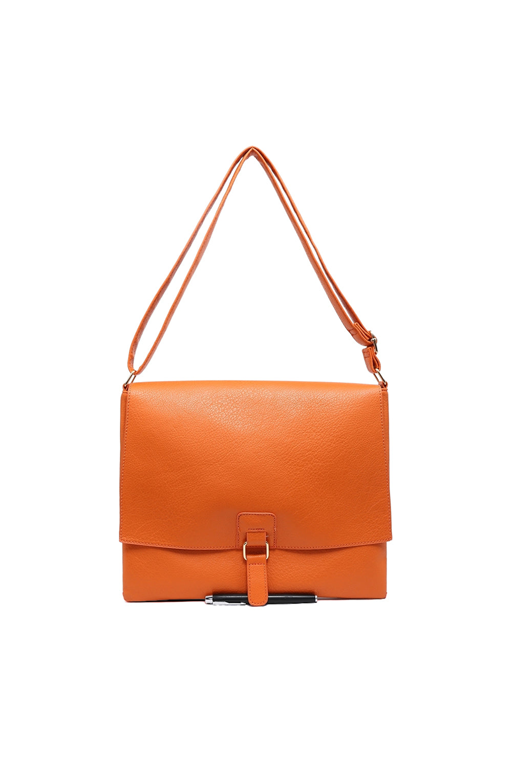 Structured Buckle Crossbody Bag with Adjustable Strap