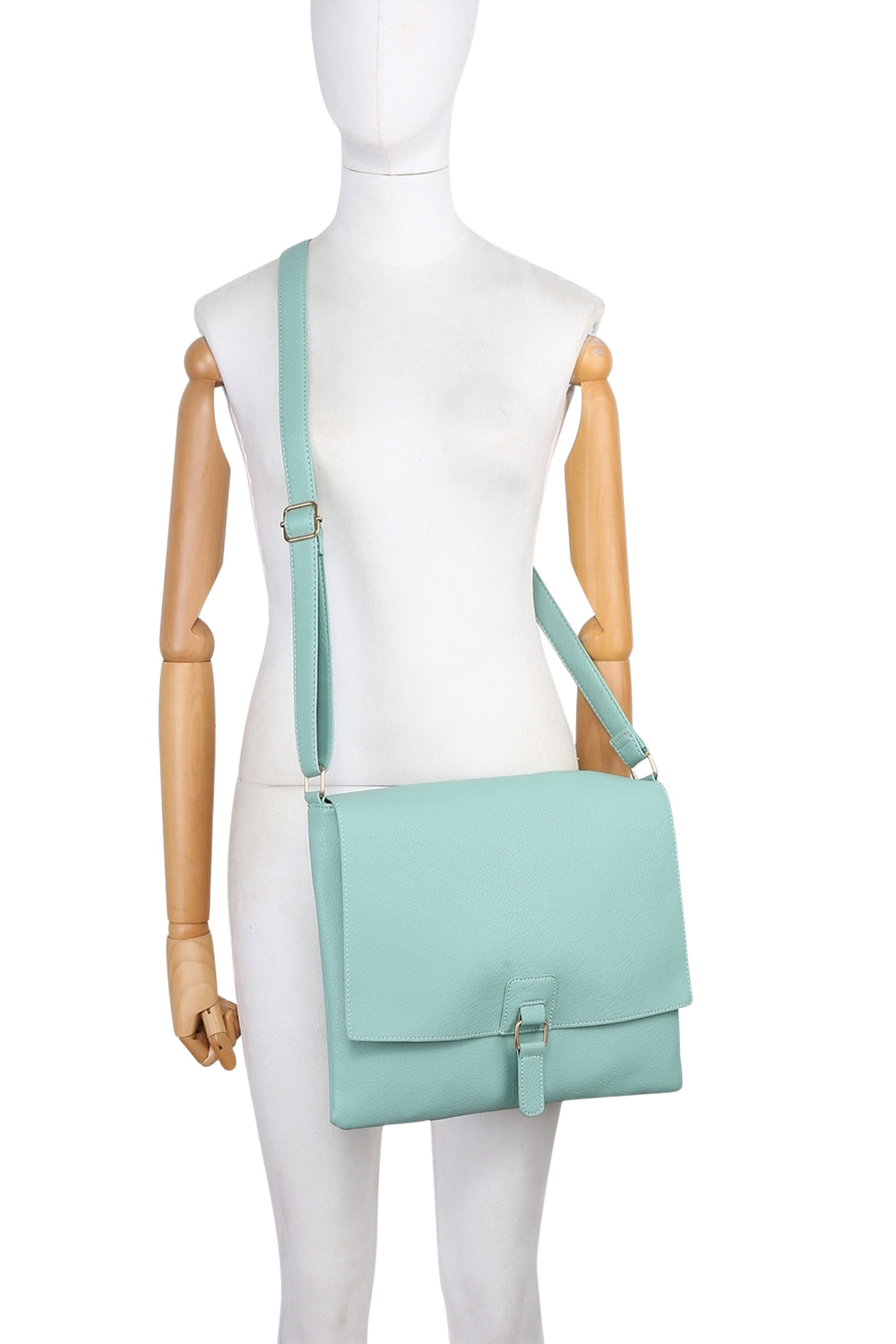 Structured Buckle Crossbody Bag with Adjustable Strap