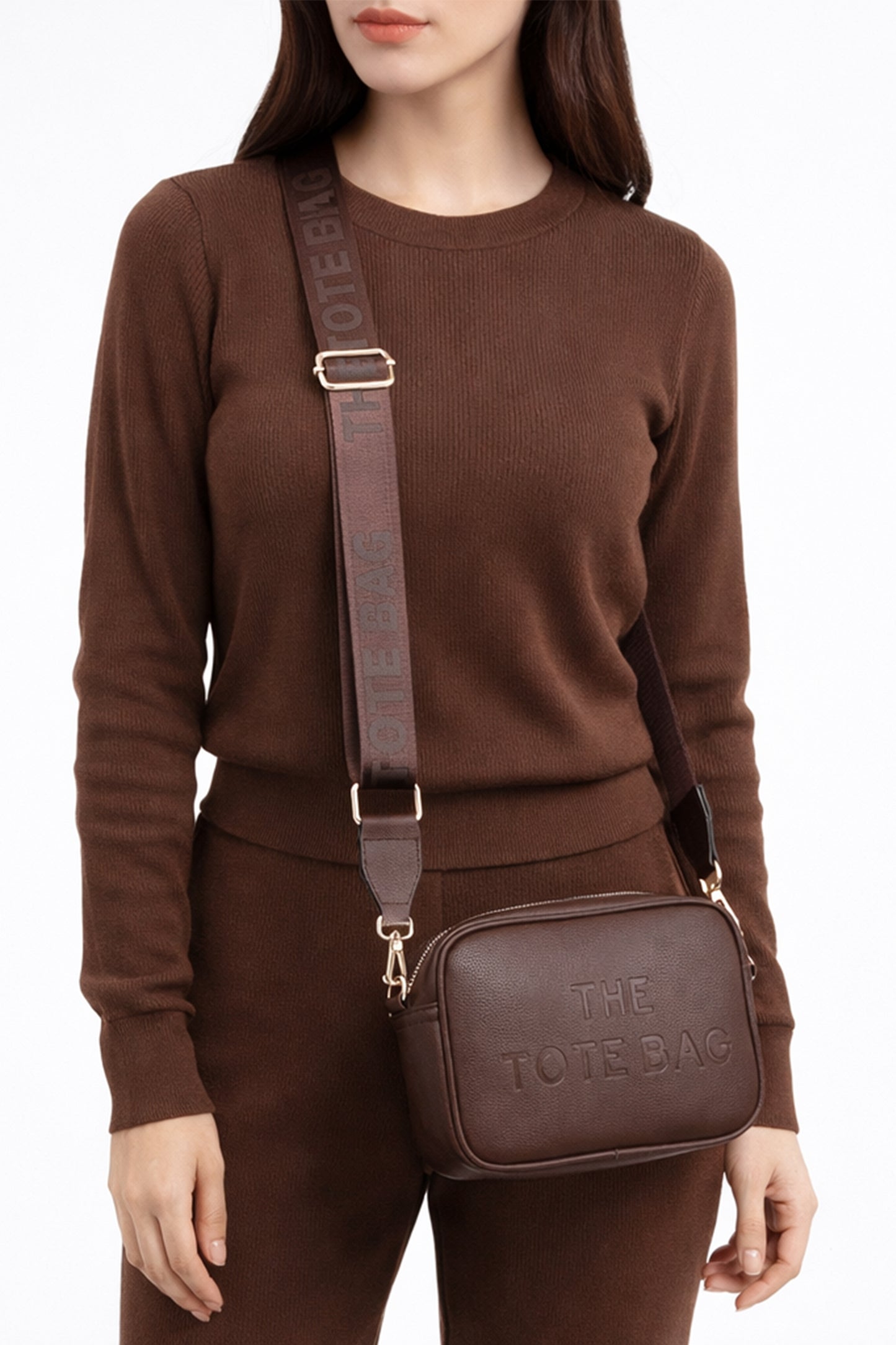 Compact Crossbody Bag with Adjustable Strap Zip Closure