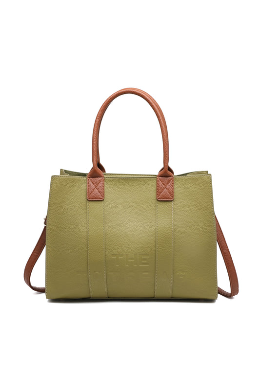 Structured Tote Handbag with Top Handle and Inner Pouch
