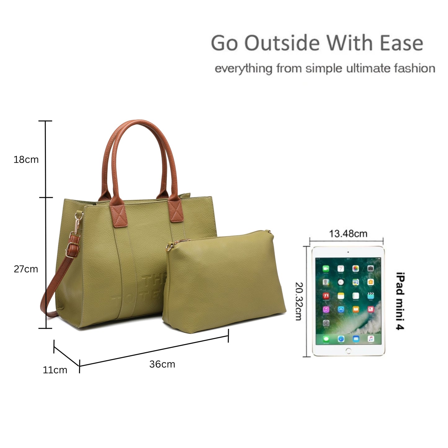 Structured Tote Handbag with Top Handle and Inner Pouch