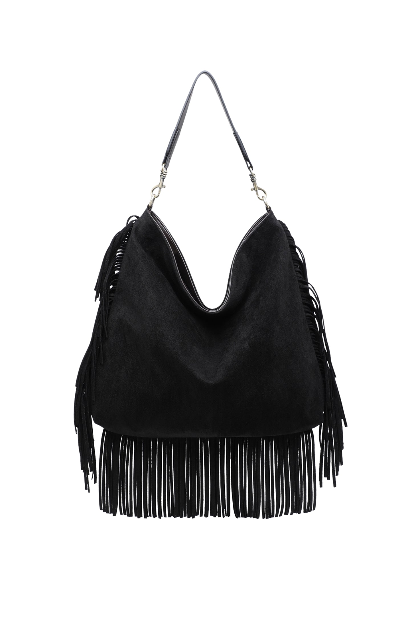 Fringe Hobo Shoulder Bag with Relaxed Slouchy Fit
