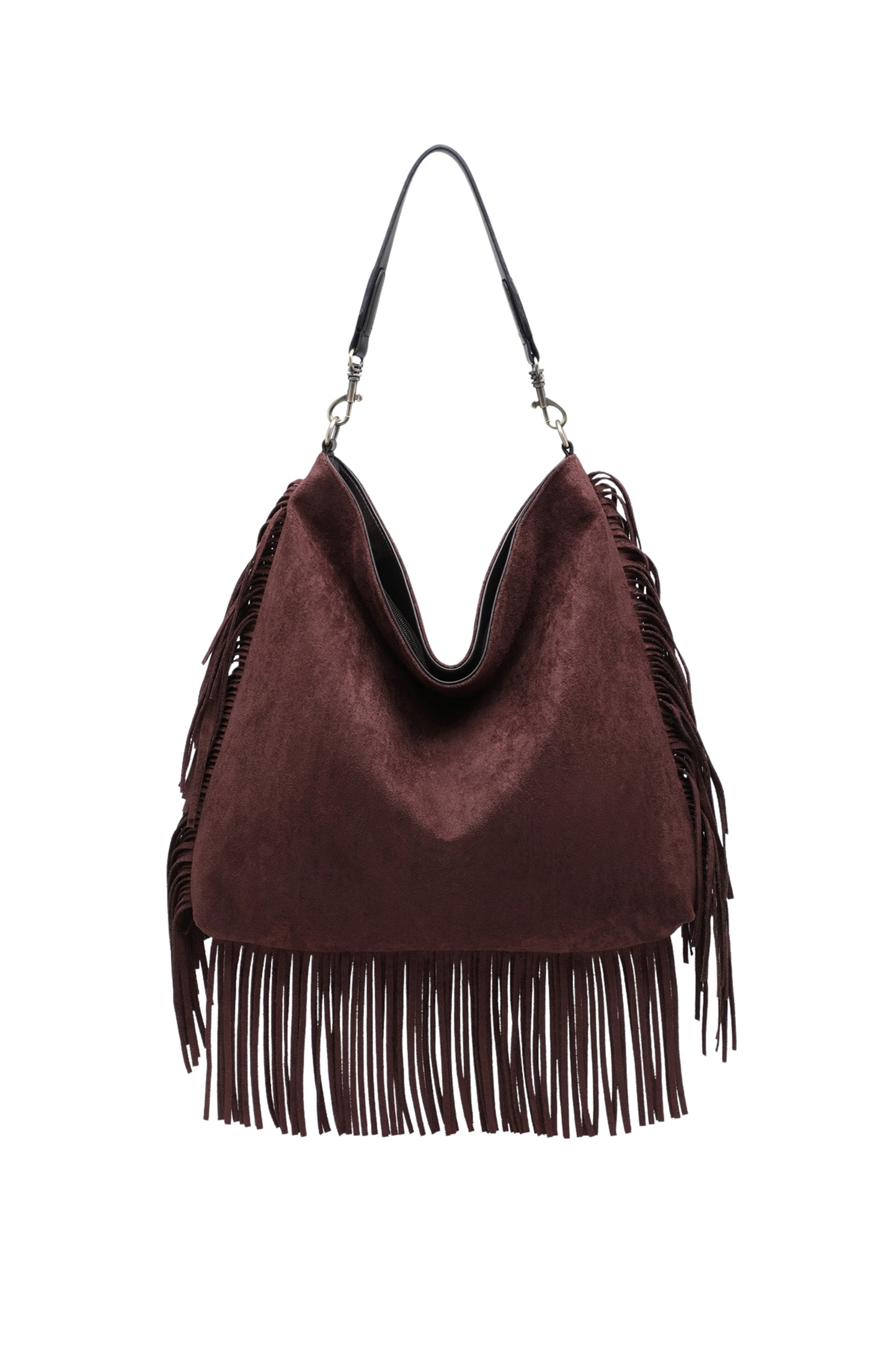 Fringe Hobo Shoulder Bag with Relaxed Slouchy Fit
