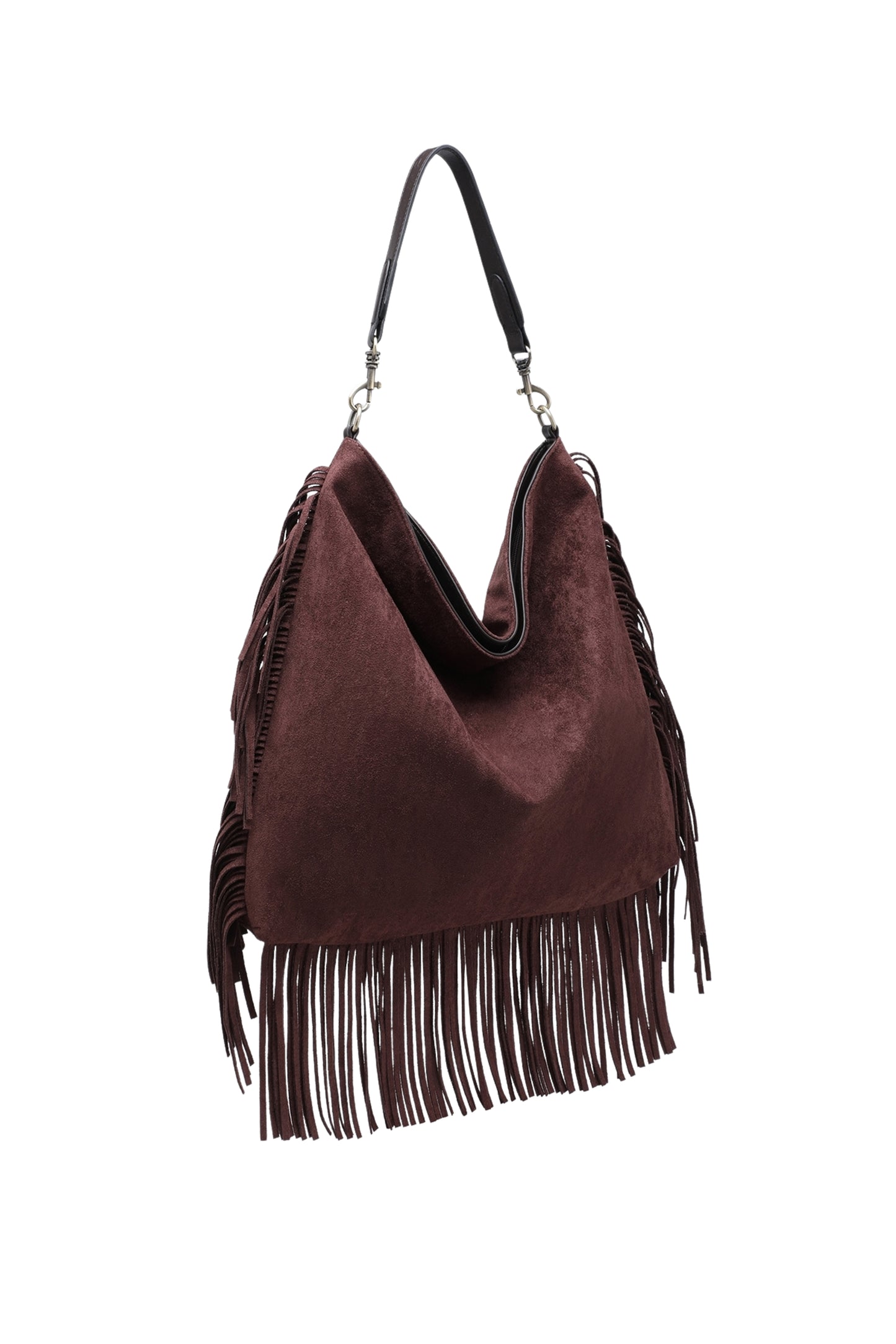 Fringe Hobo Shoulder Bag with Relaxed Slouchy Fit