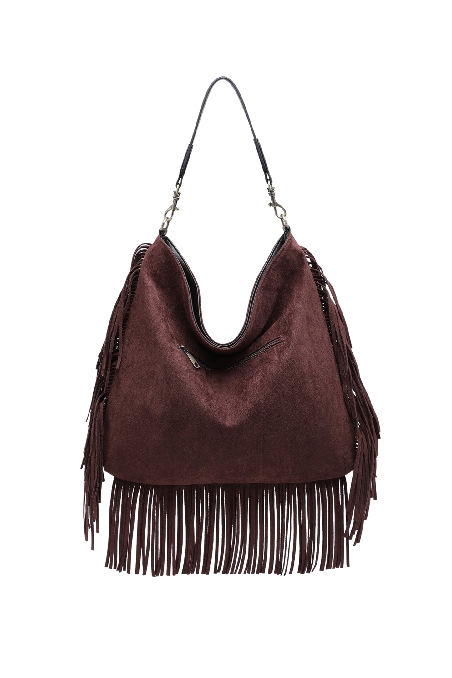 Fringe Hobo Shoulder Bag with Relaxed Slouchy Fit