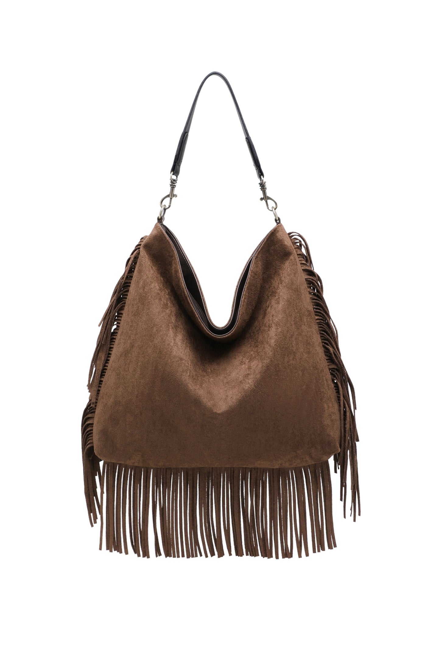 Fringe Hobo Shoulder Bag with Relaxed Slouchy Fit