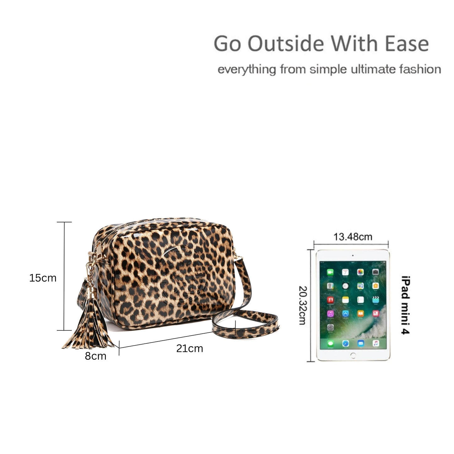 Leopard Print Crossbody Bag with Tassel and Adjustable Strap