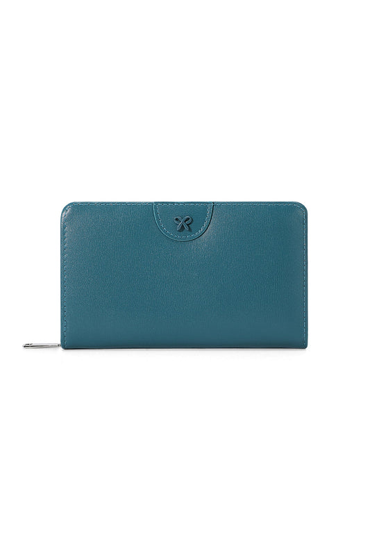 Slim Wallet with Bow Design Zipper Pocket and Card Holder