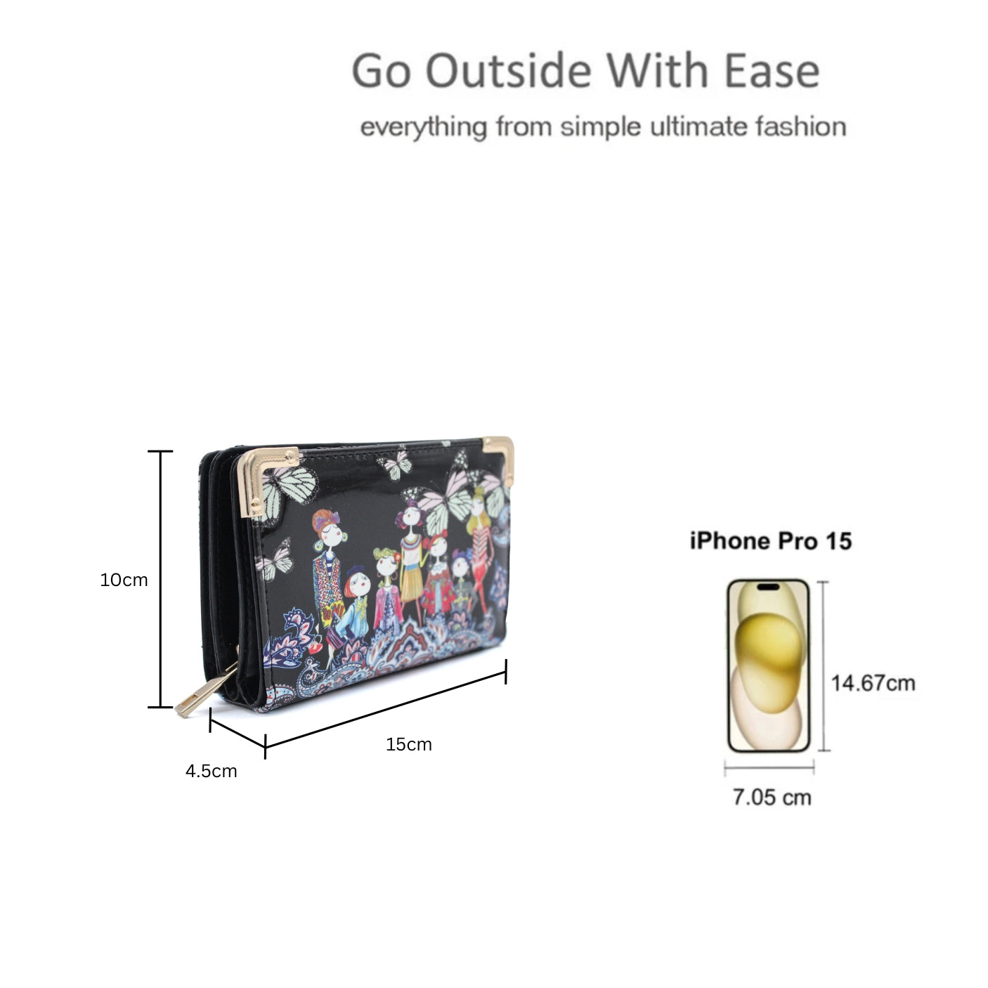 Butterfly Pattern Artistic Tri-Fold Wallet Purse