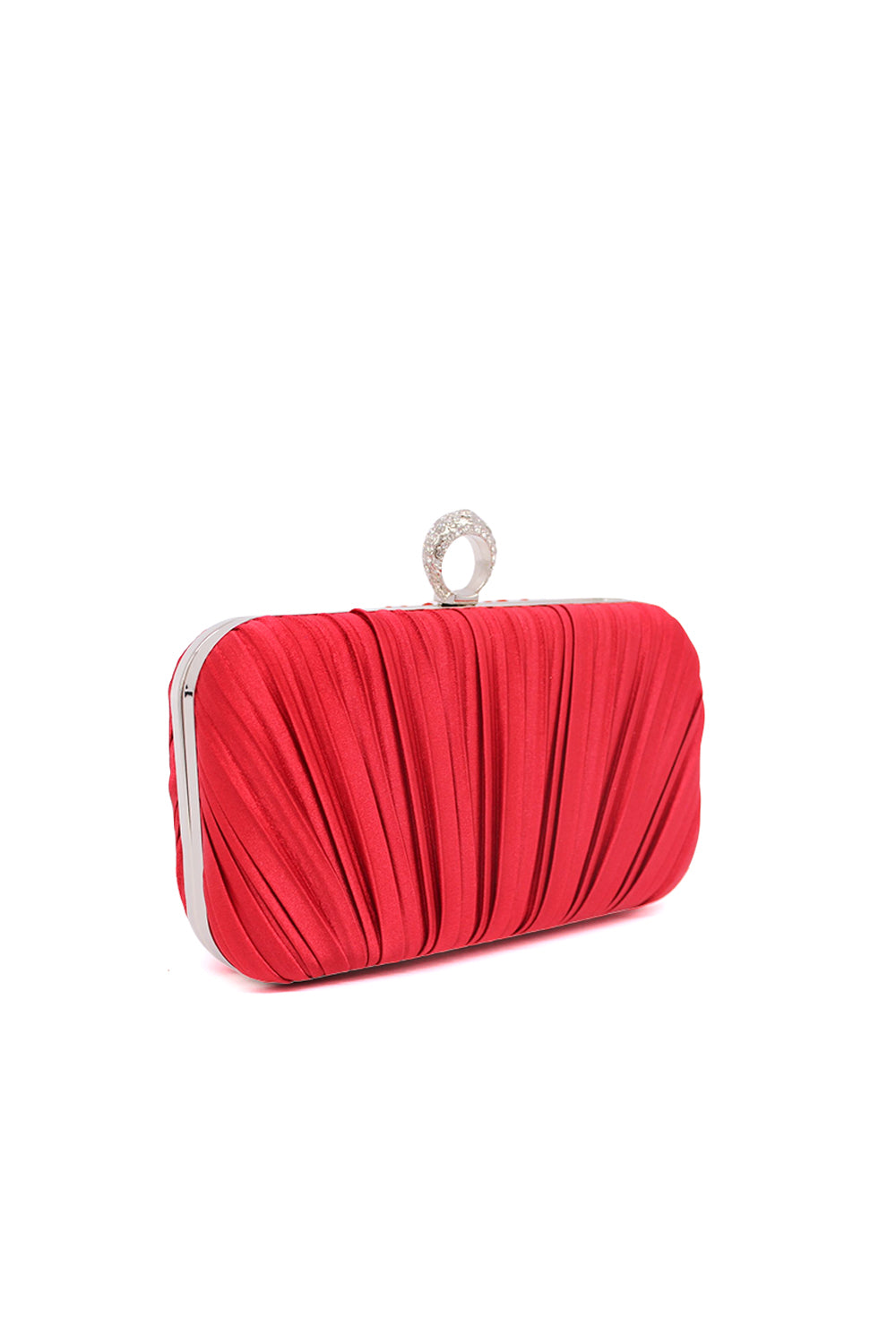 Elegant Pleated Evening Clutch Bag with Ring Handle