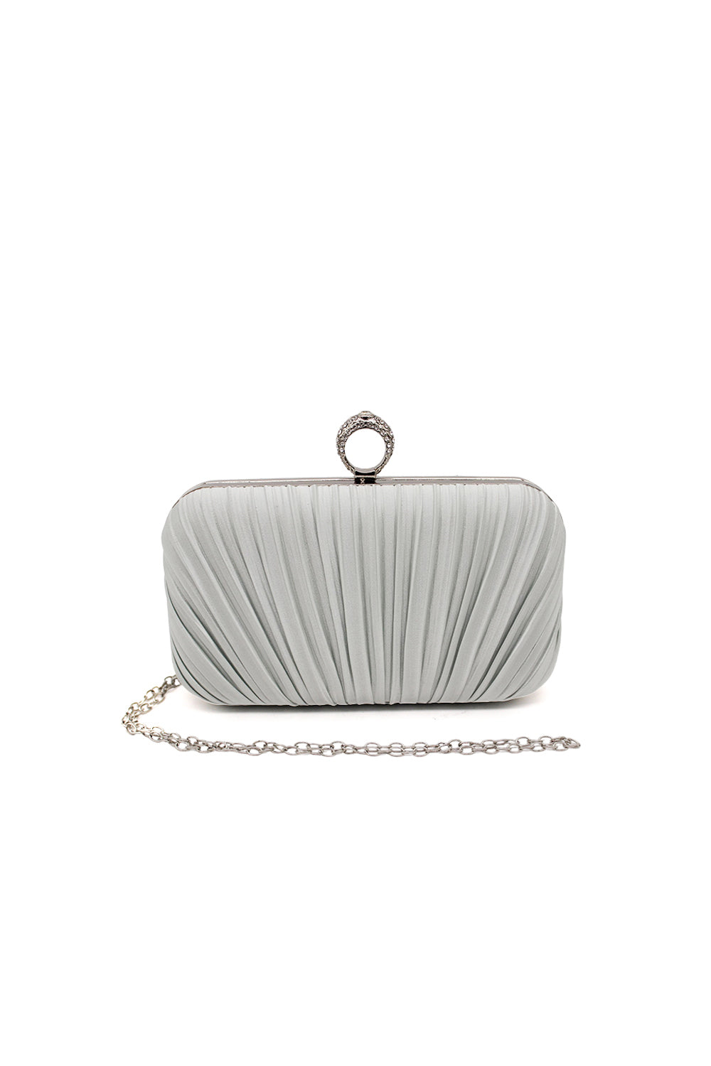 Elegant Pleated Evening Clutch Bag with Ring Handle