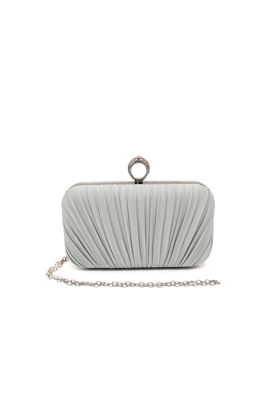 Elegant Pleated Evening Clutch Bag with Ring Handle