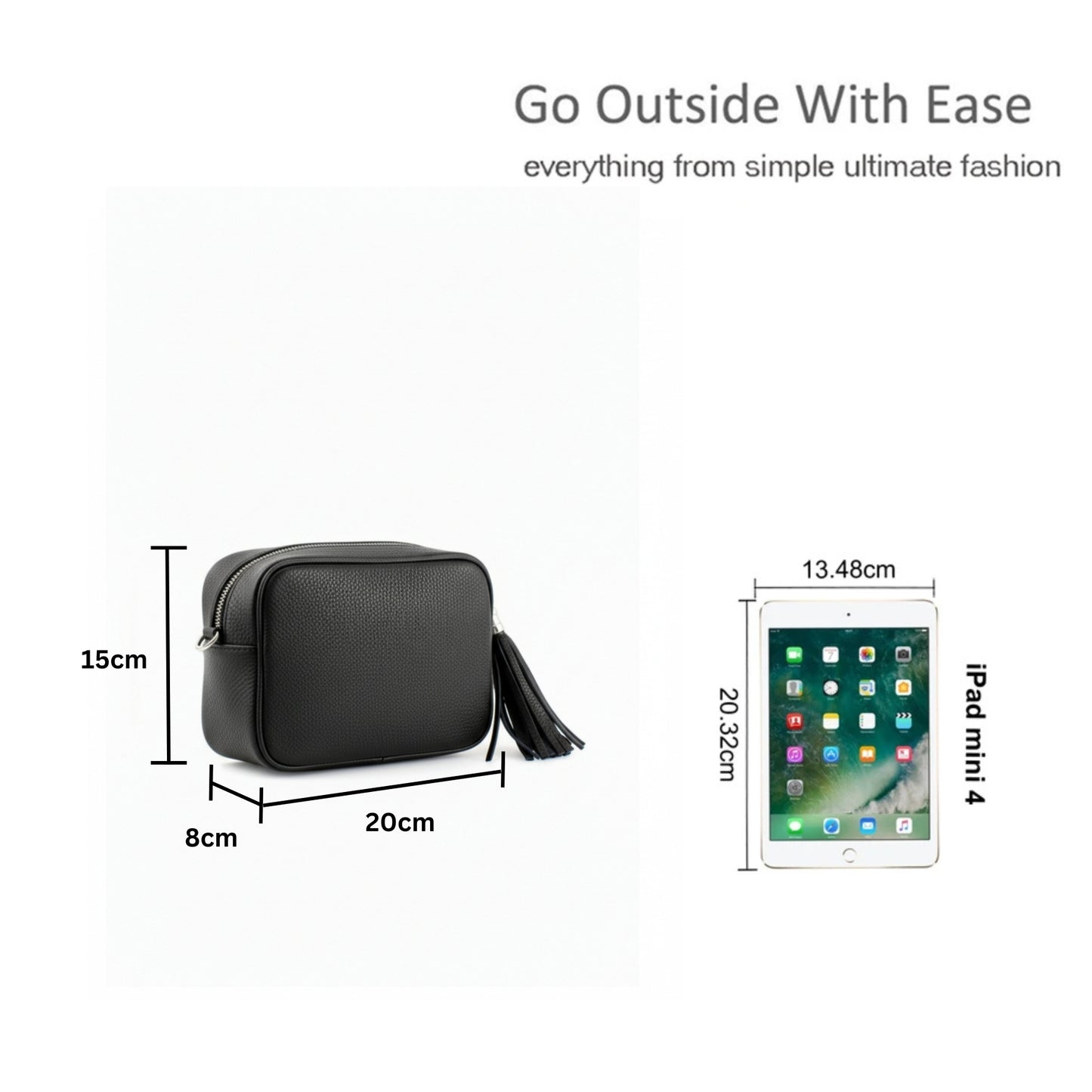 Tassel Zipper Crossbody Bag with Adjustable Strap