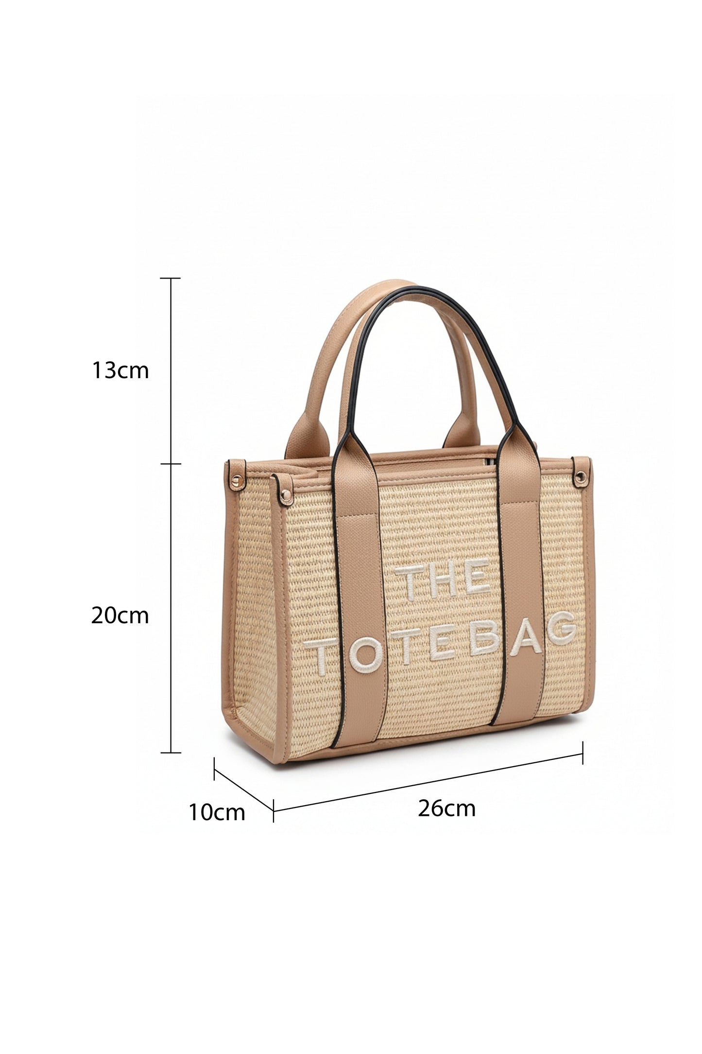 Woven Tote Handbag with Adjustable Strap and Top Handles