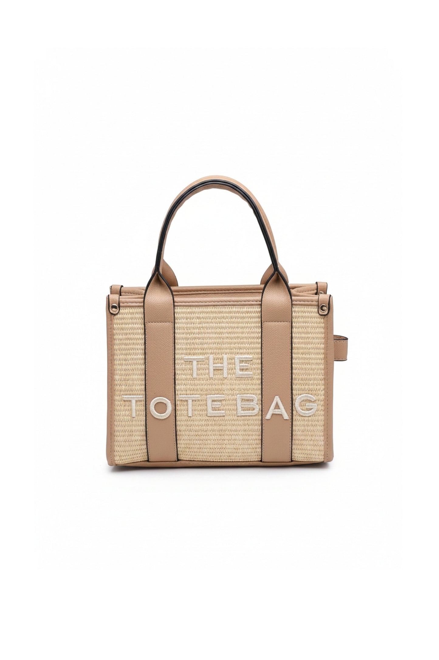 Woven Tote Handbag with Adjustable Strap and Top Handles