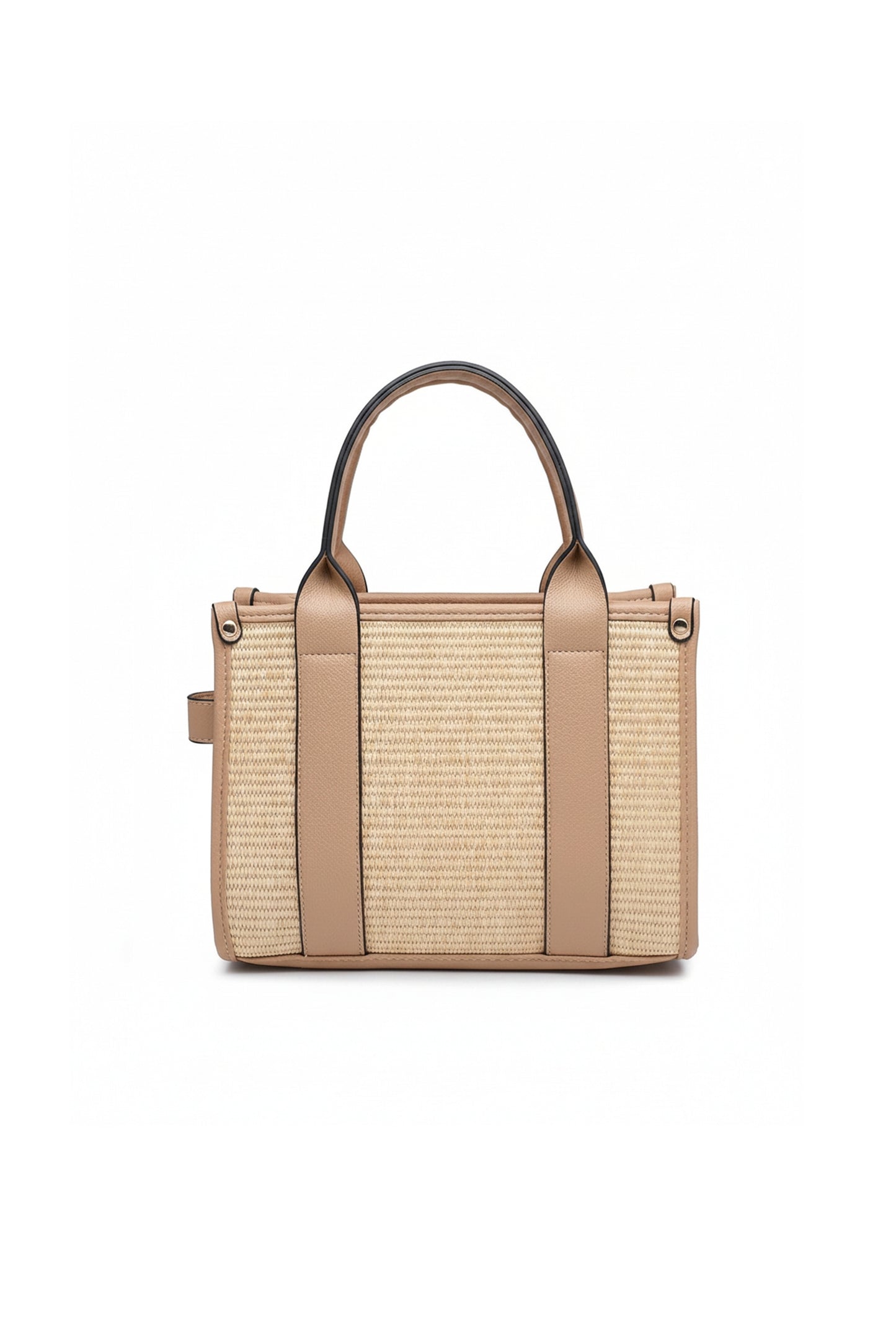 Woven Tote Handbag with Adjustable Strap and Top Handles
