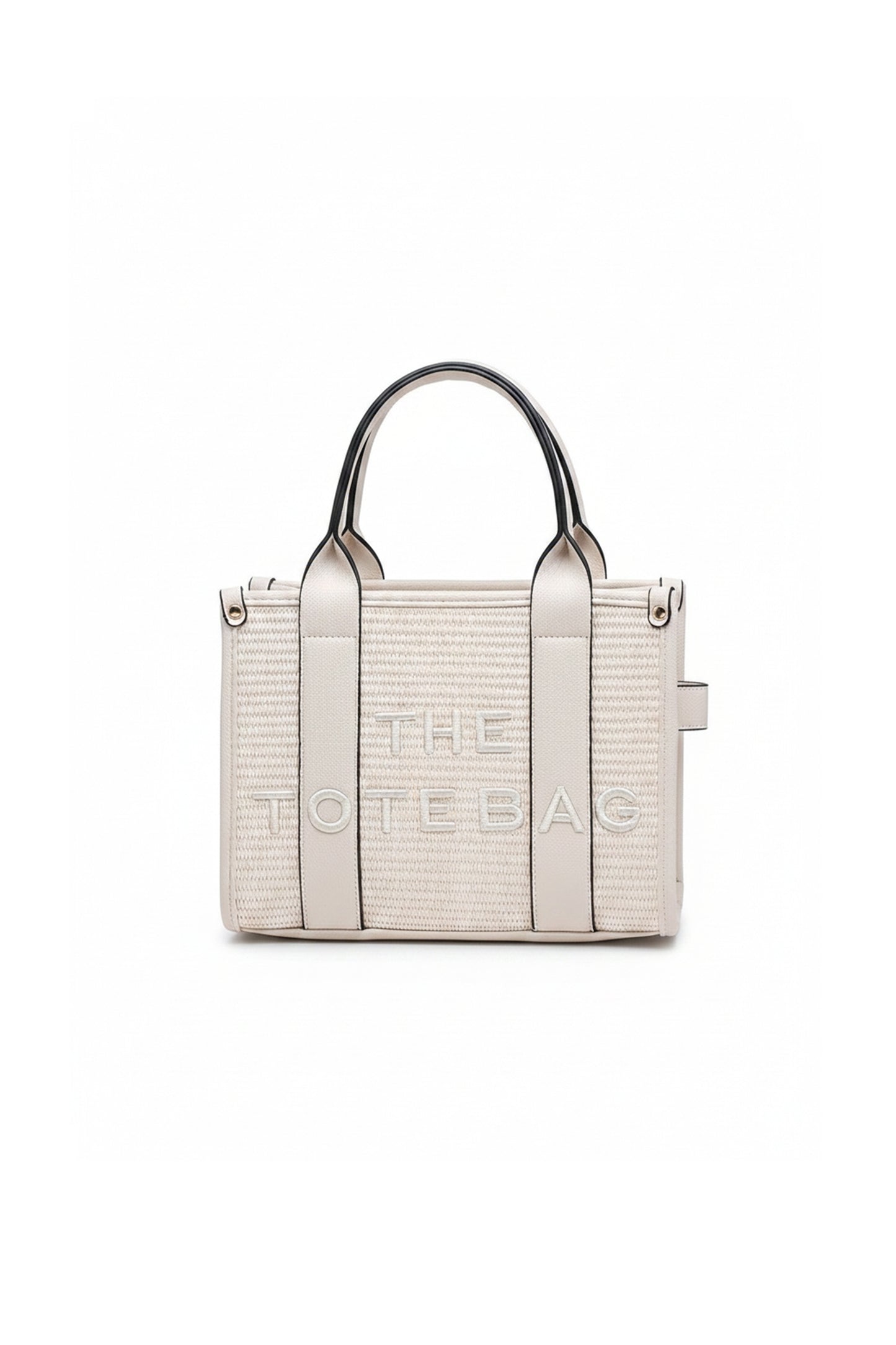 Woven Tote Handbag with Adjustable Strap and Top Handles