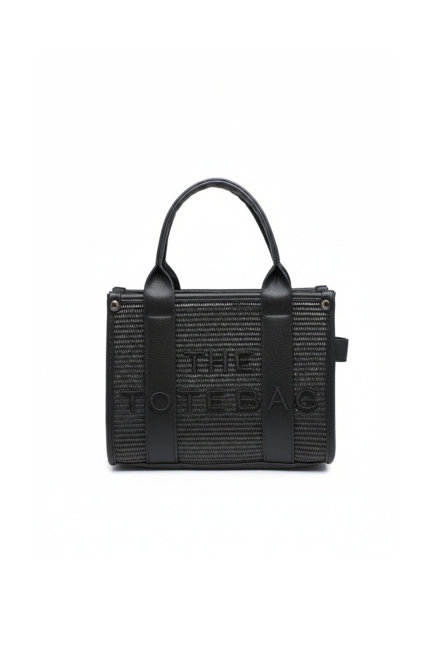 Woven Tote Handbag with Adjustable Strap and Top Handles